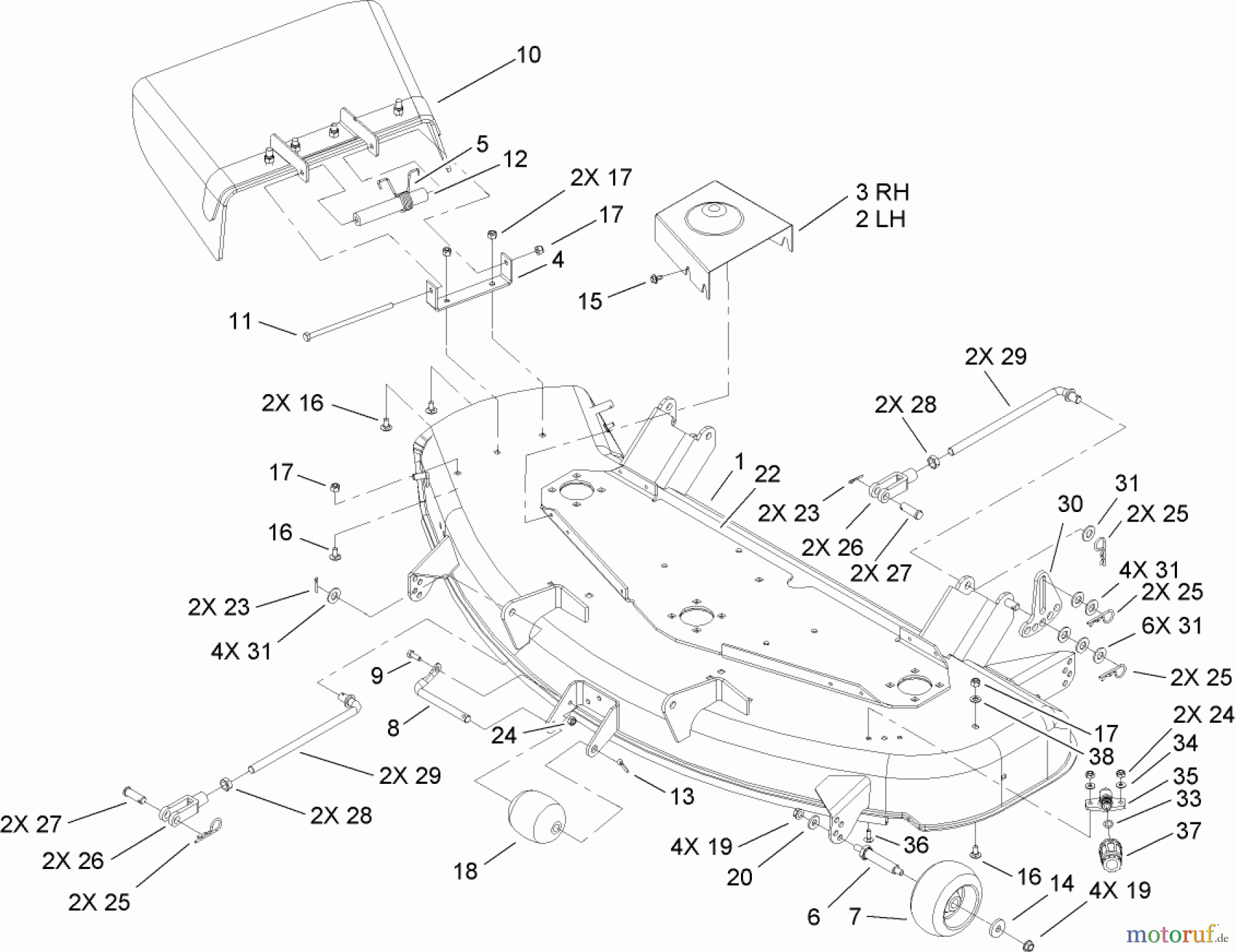 Toro Neu Mowers, Zero-Turn 74704 (ZX480) - Toro TimeCutter ZX480 Riding Mower, 2006 (260000001-260999999) 48IN DECK ASSEMBLY