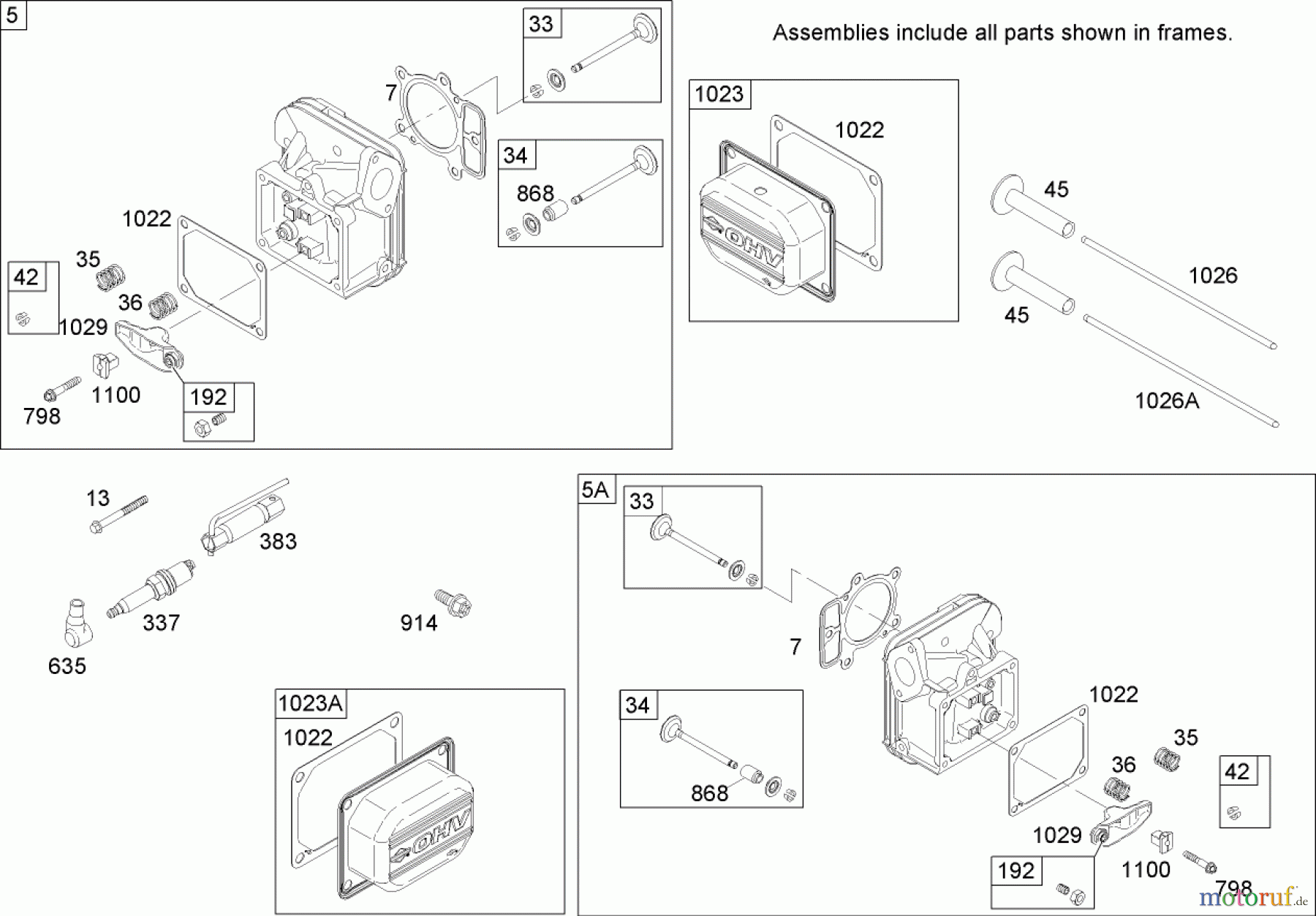 Toro Neu Mowers, Zero-Turn 74704 (ZX480) - Toro TimeCutter ZX480 Riding Mower, 2006 (260000001-260999999) HEAD ASSEMBLY BRIGGS AND STRATTON 441577-0122-E1
