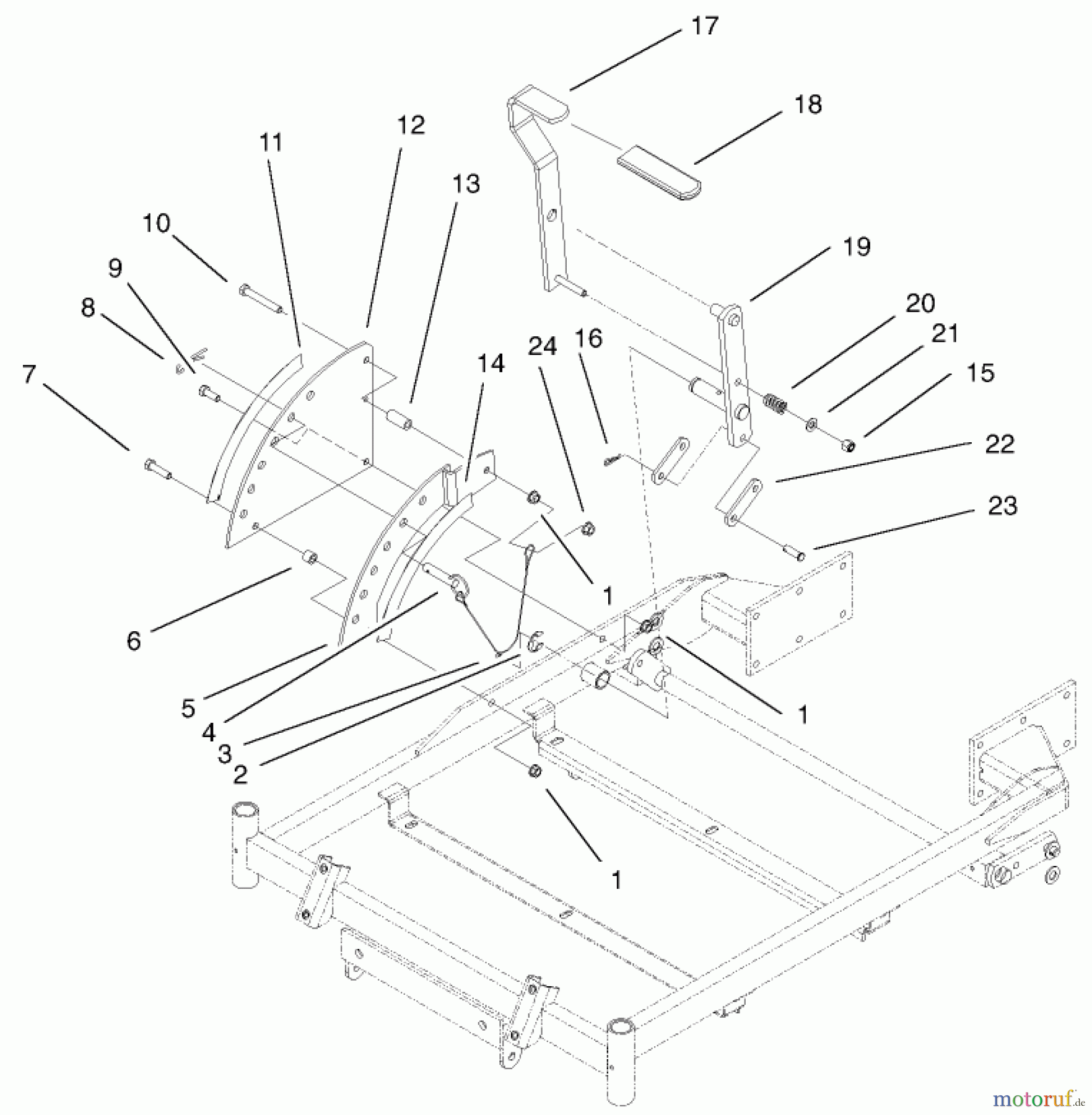 Toro Neu Mowers, Zero-Turn 74801 (Z18-52) - Toro Z18-52 TimeCutter Z Riding Mower, 2002 (220000001-220999999) HEIGHT-OF-CUT HANDLE AND PLATE ASSEMBLY