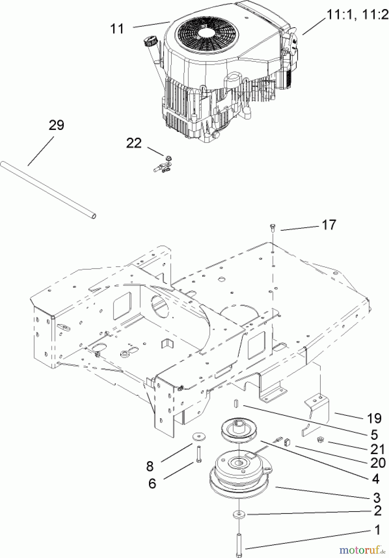  Toro Neu Mowers, Zero-Turn 74802 (19-52ZX) - Toro 19-52ZX TimeCutter ZX Riding Mower, 2004 (240000001-240000158) ENGINE AND CLUTCH ASSEMBLY