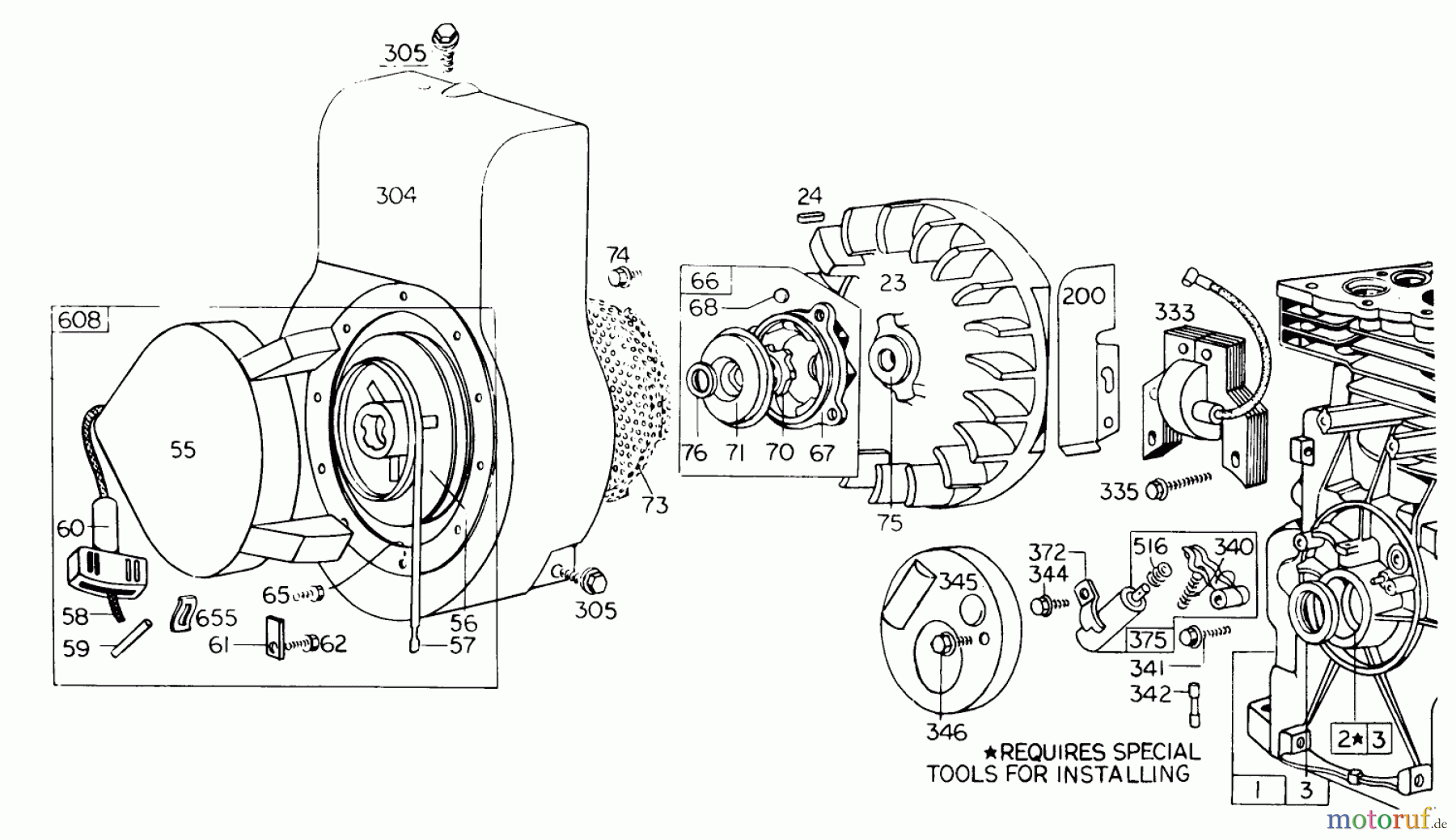 Toro Neu Blowers/Vacuums/Chippers/Shredders 62912 - Toro 5 hp Lawn Vacuum, 1975 (5000001-5999999) REWIND STARTER