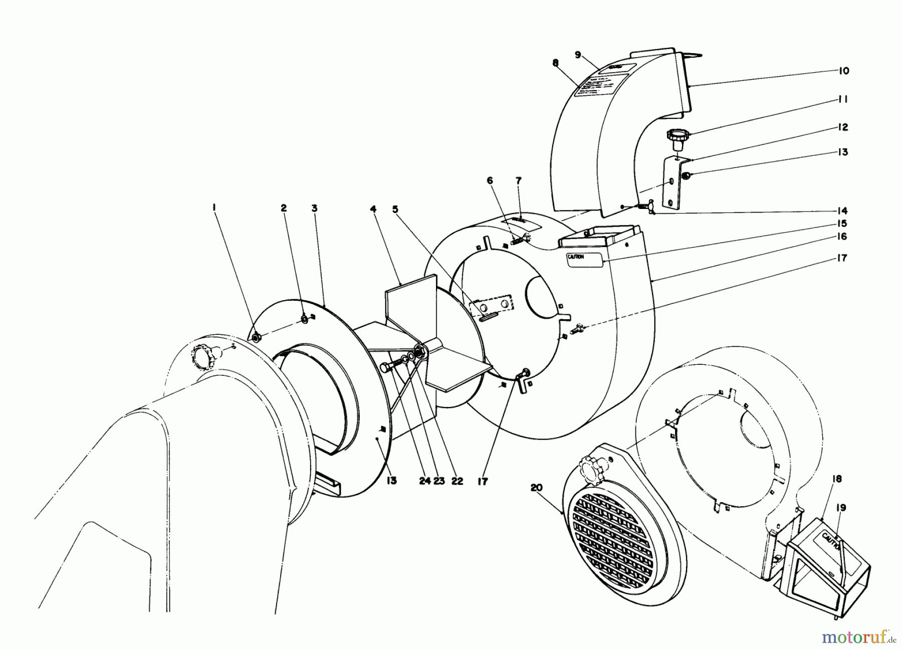 Toro Neu Blowers/Vacuums/Chippers/Shredders 62912 - Toro 5 hp Lawn Vacuum, 1976 (6000001-6999999) BLOWER ASSEMBLY (MODEL 62912 & 62923)