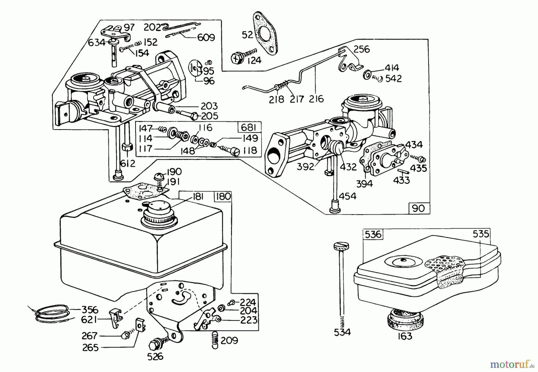 Toro Neu Blowers/Vacuums/Chippers/Shredders 62912 - Toro 5 hp Lawn Vacuum, 1977 (7000001-7999999) CARBURETOR ASSEMBLY