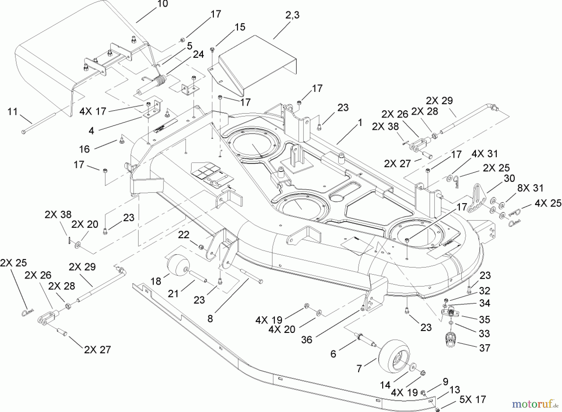 Toro Neu Mowers, Zero-Turn 74806 (ZX525) - Toro TimeCutter ZX525 Riding Mower, 2005 (250000001-250999999) 52IN DECK ASSEMBLY