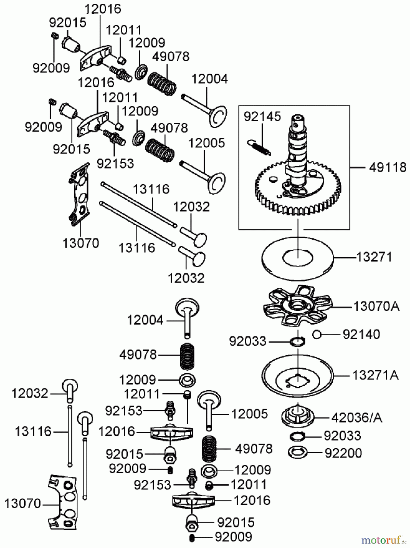  Toro Neu Mowers, Zero-Turn 74806 (ZX525) - Toro TimeCutter ZX525 Riding Mower, 2005 (250000001-250999999) VALVE AND CAMSHAFT ASSEMBLY KAWASAKI FH541V-AS07