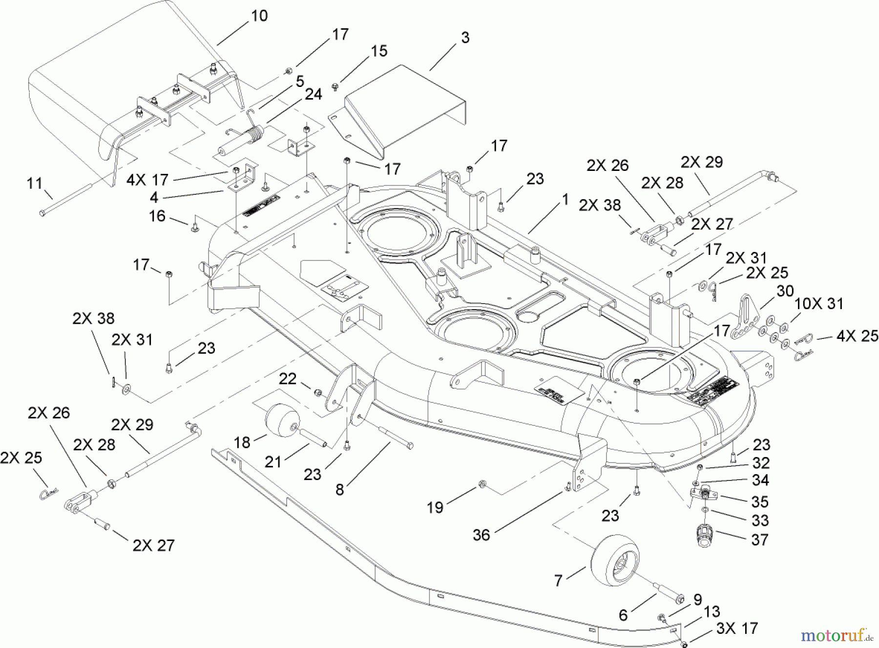 Toro Neu Mowers, Zero-Turn 74806 (ZX525) - Toro TimeCutter ZX525 Riding Mower, 2007 (270000001-270999999) 52IN DECK ASSEMBLY