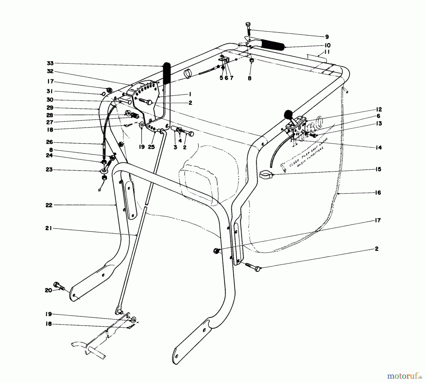  Toro Neu Blowers/Vacuums/Chippers/Shredders 62912 - Toro 5 hp Lawn Vacuum, 1976 (6000001-6999999) HANDLE ASSEMBLY (MODEL 62923)