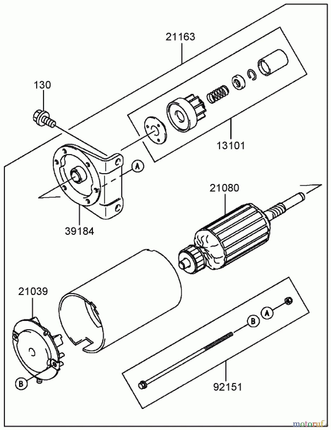 Toro Neu Mowers, Zero-Turn 74806 (ZX525) - Toro TimeCutter ZX525 Riding Mower, 2007 (270000001-270999999) STARTER ASSEMBLY KAWASAKI FH580V-CS13-R