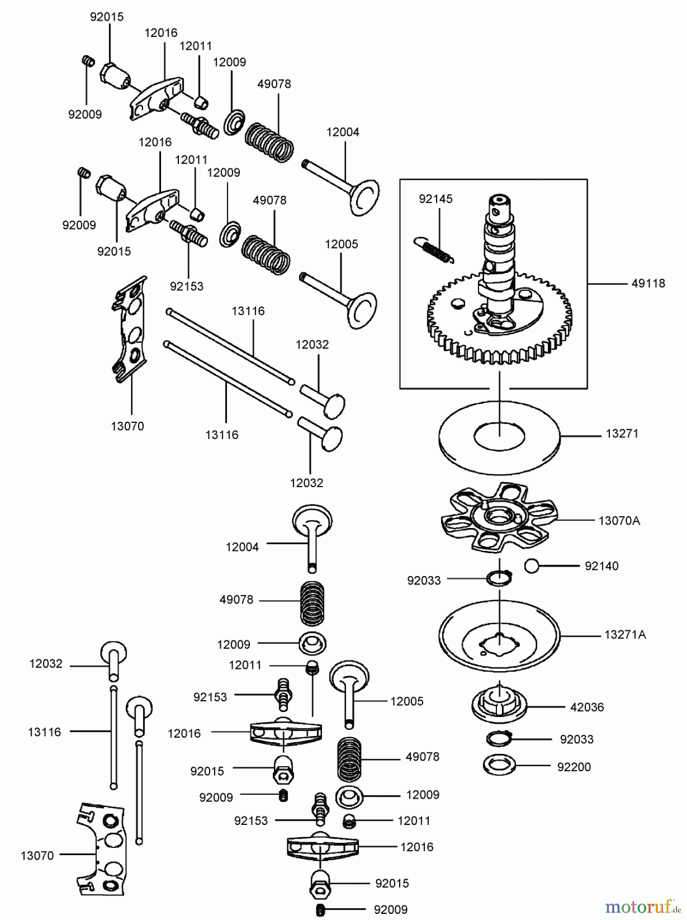  Toro Neu Mowers, Zero-Turn 74806 (ZX525) - Toro TimeCutter ZX525 Riding Mower, 2007 (270000001-270999999) VALVE AND CAMSHAFT ASSEMBLY KAWASAKI FH580V-CS13-R