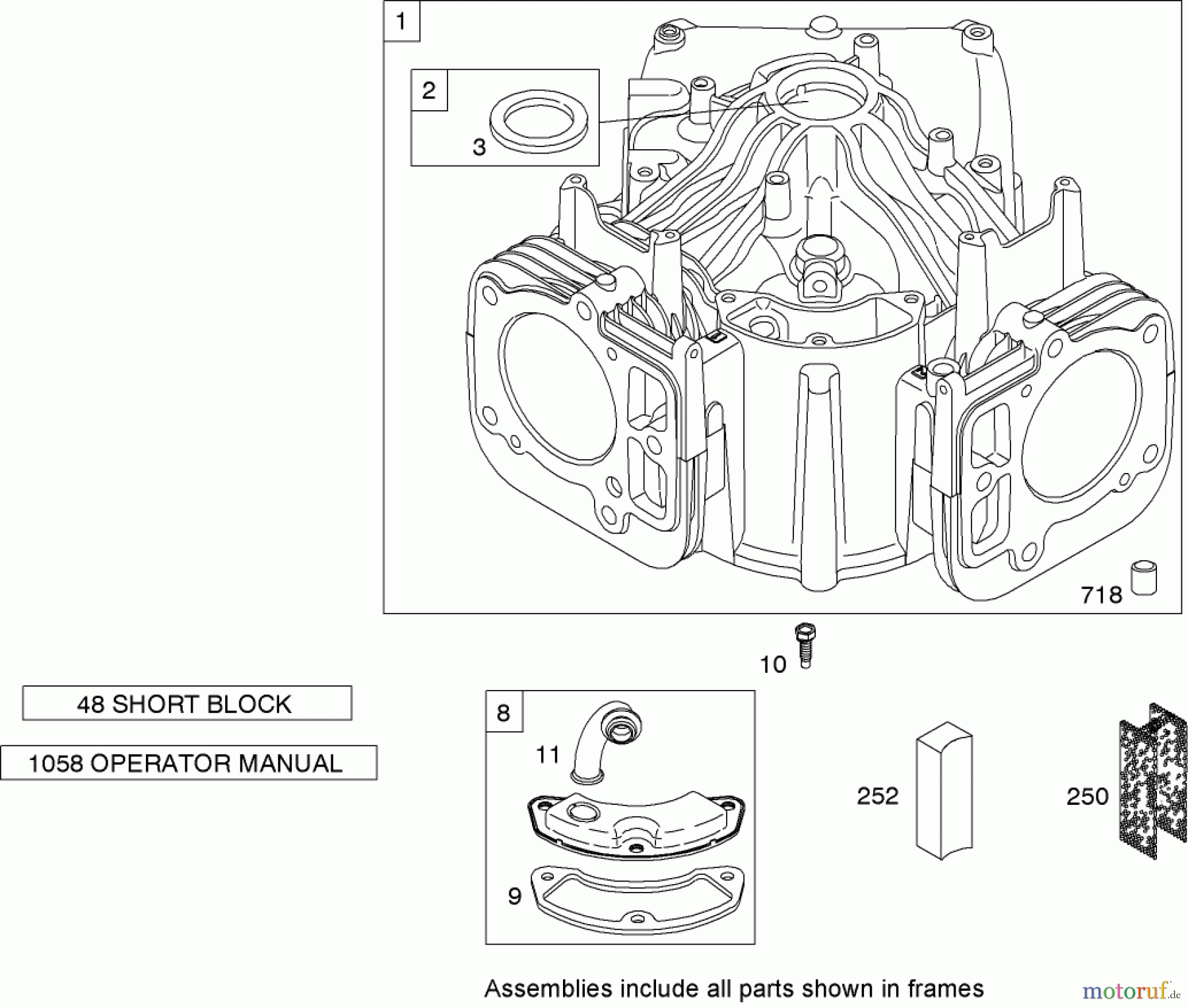  Toro Neu Mowers, Zero-Turn 74812 (Z4800) - Toro TITAN Z4800 Zero-Turn-Radius Riding Mower, 2007 (270000001-270999999) CYLINDER ASSEMBLY BRIGGS AND STRATTON 44K777-0123-E1
