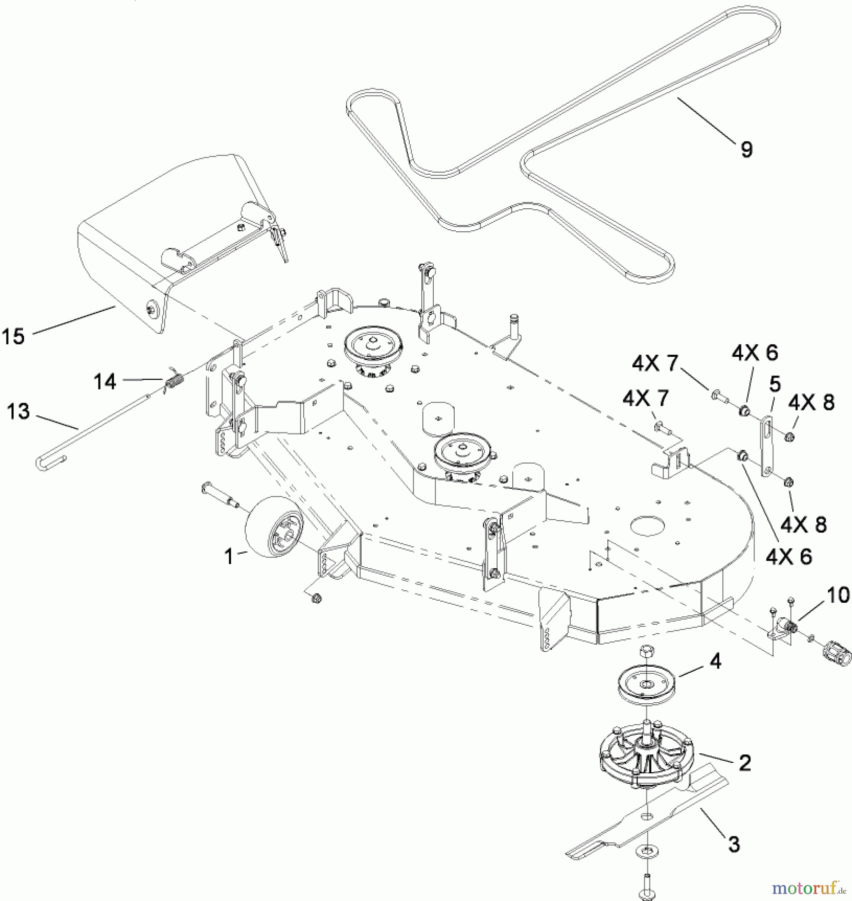 Toro Neu Mowers, Zero-Turn 74812 (Z4800) - Toro TITAN Z4800 Zero-Turn-Radius Riding Mower, 2008 (280000001-280999999) 48 INCH DECK AND DISCHARGE ASSEMBLY