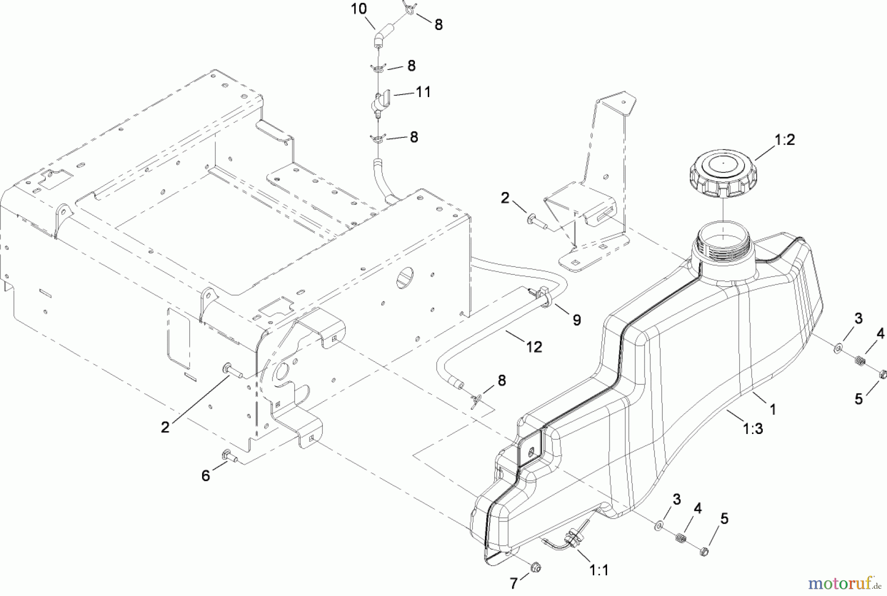  Toro Neu Mowers, Zero-Turn 74812 (Z4800) - Toro TITAN Z4800 Zero-Turn-Radius Riding Mower, 2008 (280000001-280999999) FUEL TANK ASSEMBLY