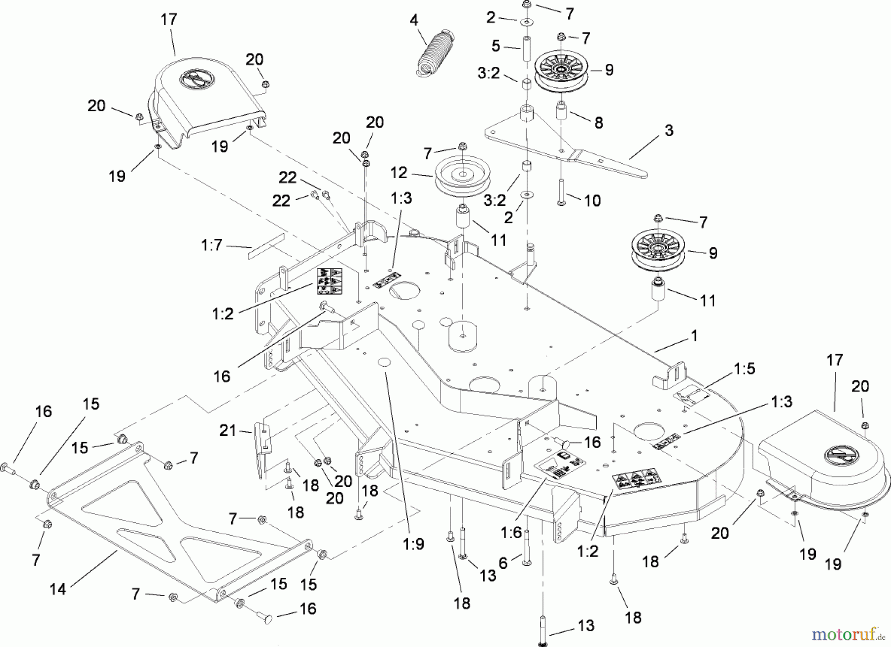  Toro Neu Mowers, Zero-Turn 74813 (Z4800) - Toro TITAN Z4800 Zero-Turn-Radius Riding Mower, 2009 (290000001-290999999) 48 INCH DECK ASSEMBLY