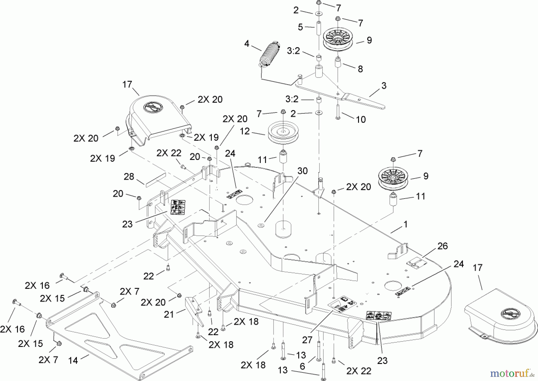 Toro Neu Mowers, Zero-Turn 74814 (Z5200) - Toro TITAN Z5200 Zero-Turn-Radius Riding Mower, 2007 (270000001-270999999) 52 INCH DECK ASSEMBLY