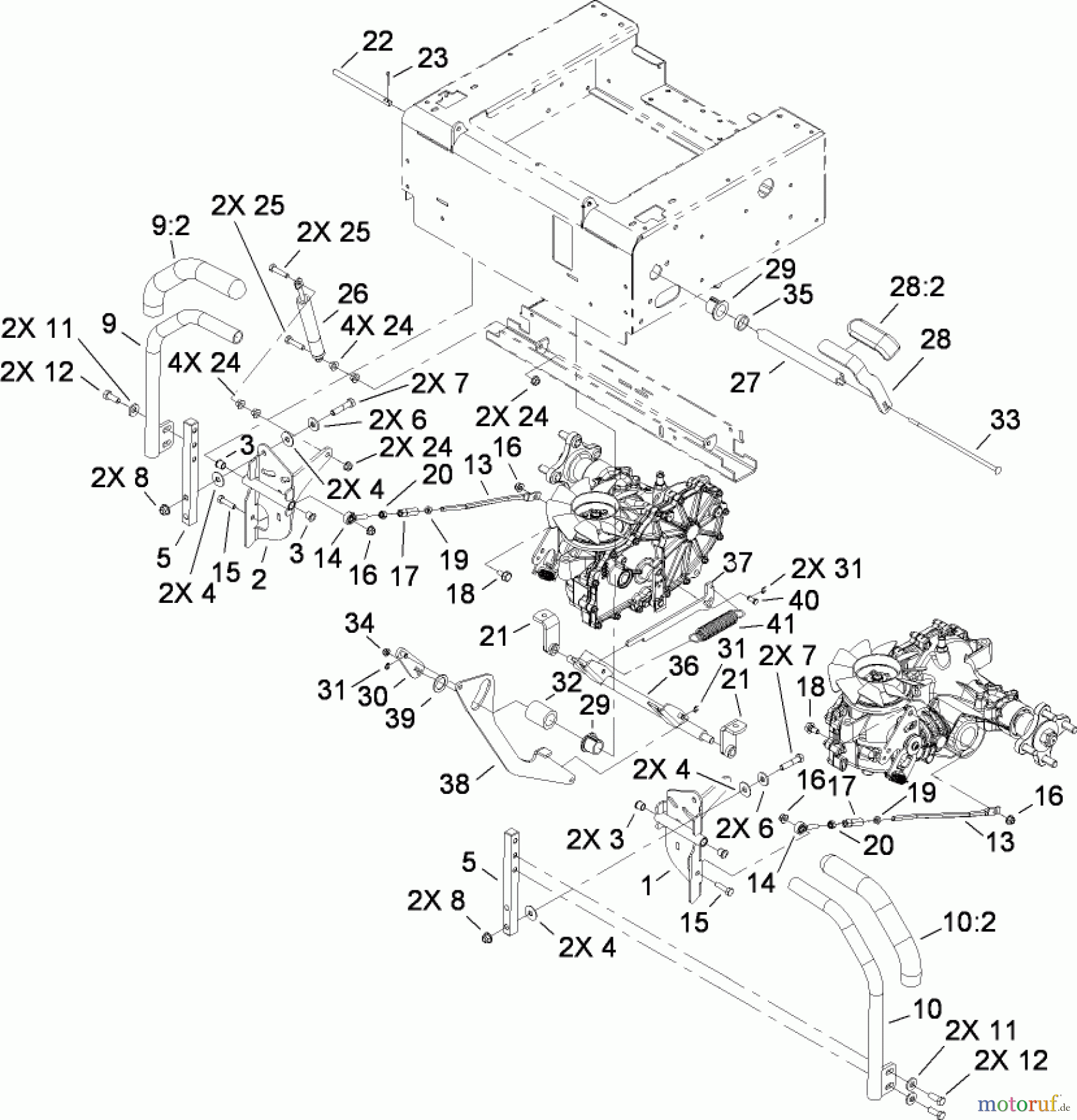 Toro Neu Mowers, Zero-Turn 74816 (Z4800) - Toro TITAN Z4800 Zero-Turn-Radius Riding Mower, 2008 (280000001-280999999) MOTION CONTROL AND BRAKE ASSEMBLY