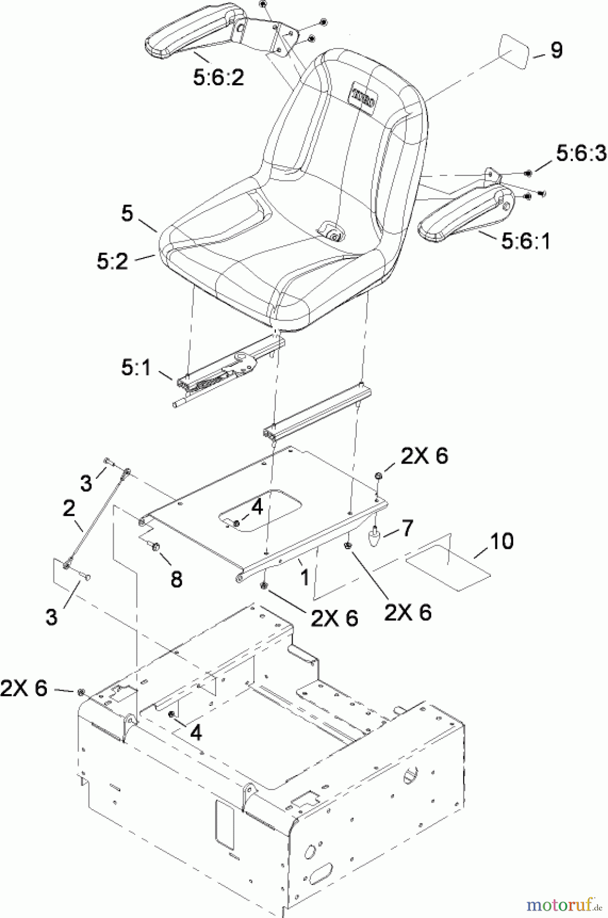  Toro Neu Mowers, Zero-Turn 74816 (Z4800) - Toro TITAN Z4800 Zero-Turn-Radius Riding Mower, 2008 (280000001-280999999) SEAT ASSEMBLY