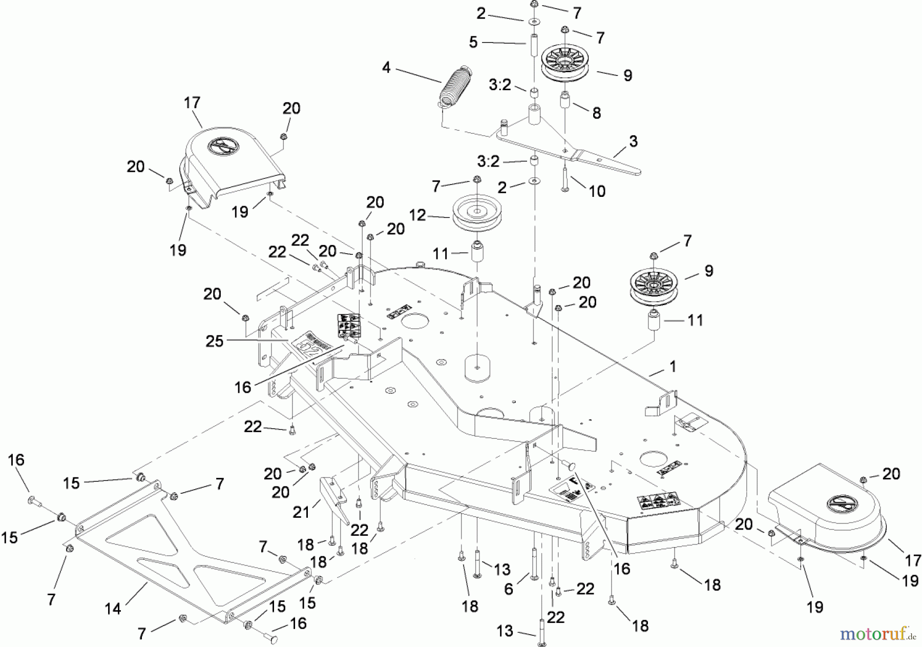 Toro Neu Mowers, Zero-Turn 74818 (Z5200) - Toro TITAN Z5200 Zero-Turn-Radius Riding Mower, 2008 (280000001-280999999) 52 INCH DECK ASSEMBLY