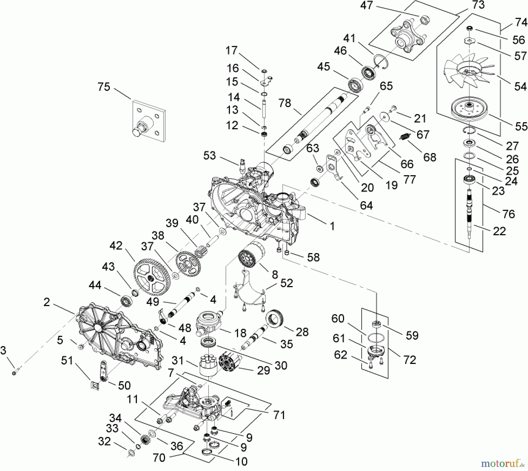 Toro Neu Mowers, Zero-Turn 74818 (Z5200) - Toro TITAN Z5200 Zero-Turn-Radius Riding Mower, 2008 (280000001-280999999) LH TRANSMISSION ASSEMBLY NO. 109-3372