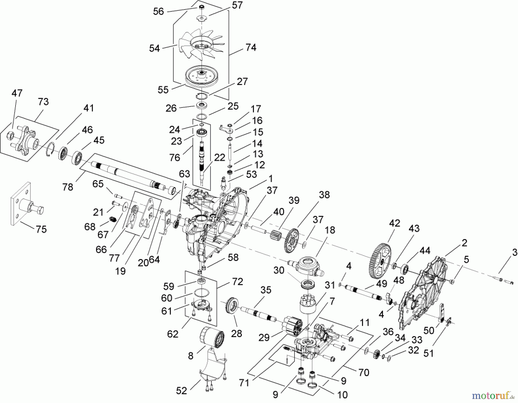 Toro Neu Mowers, Zero-Turn 74818 (Z5200) - Toro TITAN Z5200 Zero-Turn-Radius Riding Mower, 2008 (280000001-280999999) RH TRANSMISSION ASSEMBLY NO. 109-3371