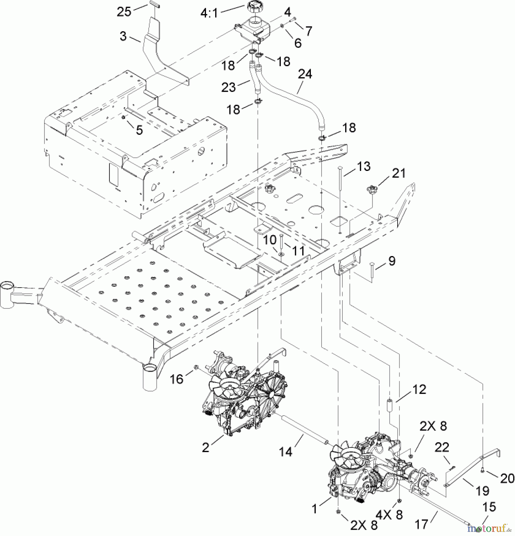  Toro Neu Mowers, Zero-Turn 74818 (Z5200) - Toro TITAN Z5200 Zero-Turn-Radius Riding Mower, 2008 (280000001-280999999) TRANSMISSION ASSEMBLY