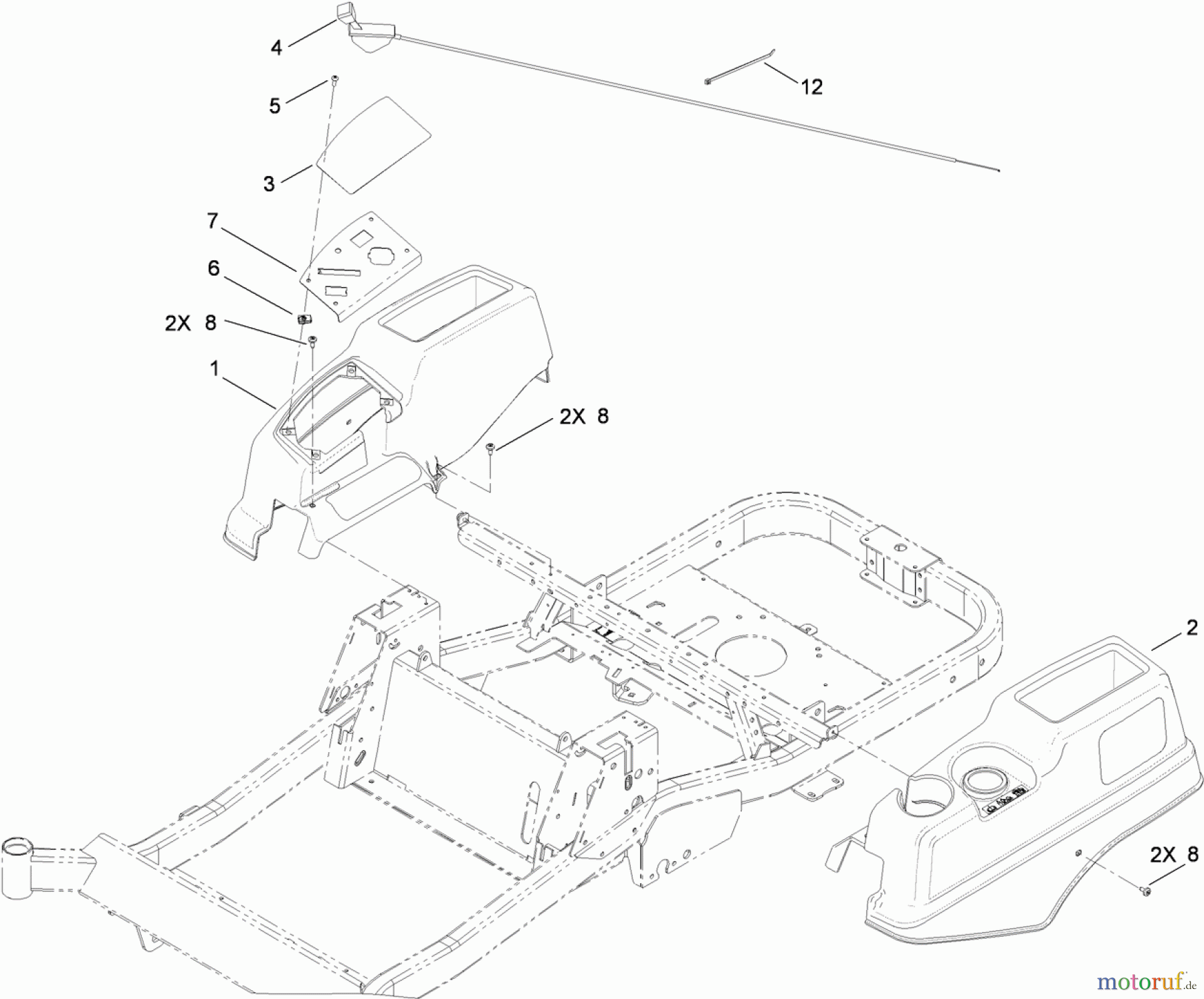 Toro Neu Mowers, Zero-Turn 74820 (ZX5000) - Toro TITAN ZX5000 Zero-Turn-Radius Riding Mower, 2010 (310000001-310999999) BODY AND STYLING ASSEMBLY