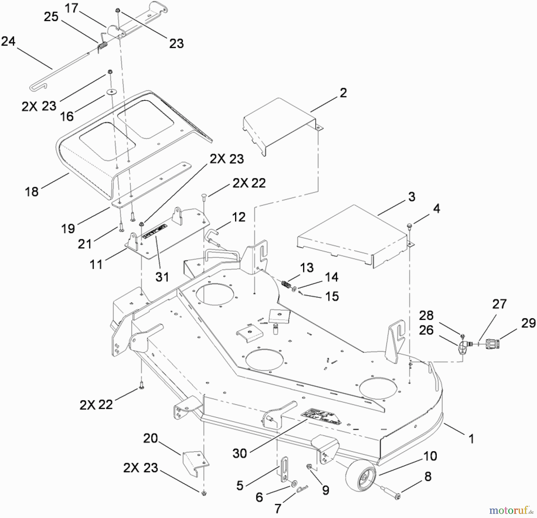  Toro Neu Mowers, Zero-Turn 74822 (ZX5400) - Toro TITAN ZX5400 Zero-Turn-Radius Riding Mower, 2009 (290000001-290999999) 54 INCH DECK ASSEMBLY