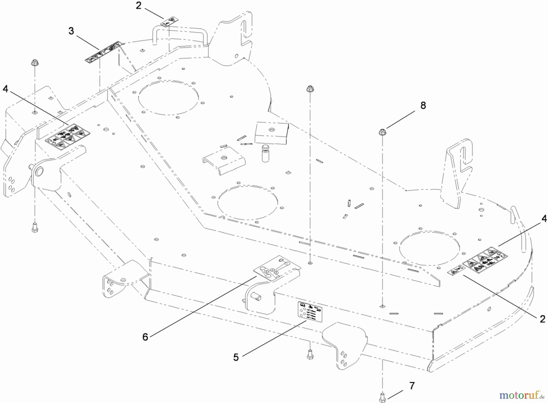  Toro Neu Mowers, Zero-Turn 74822 (ZX5400) - Toro TITAN ZX5400 Zero-Turn-Radius Riding Mower, 2009 (290000001-290999999) DECK AND DECAL ASSEMBLY NO. 117-5374