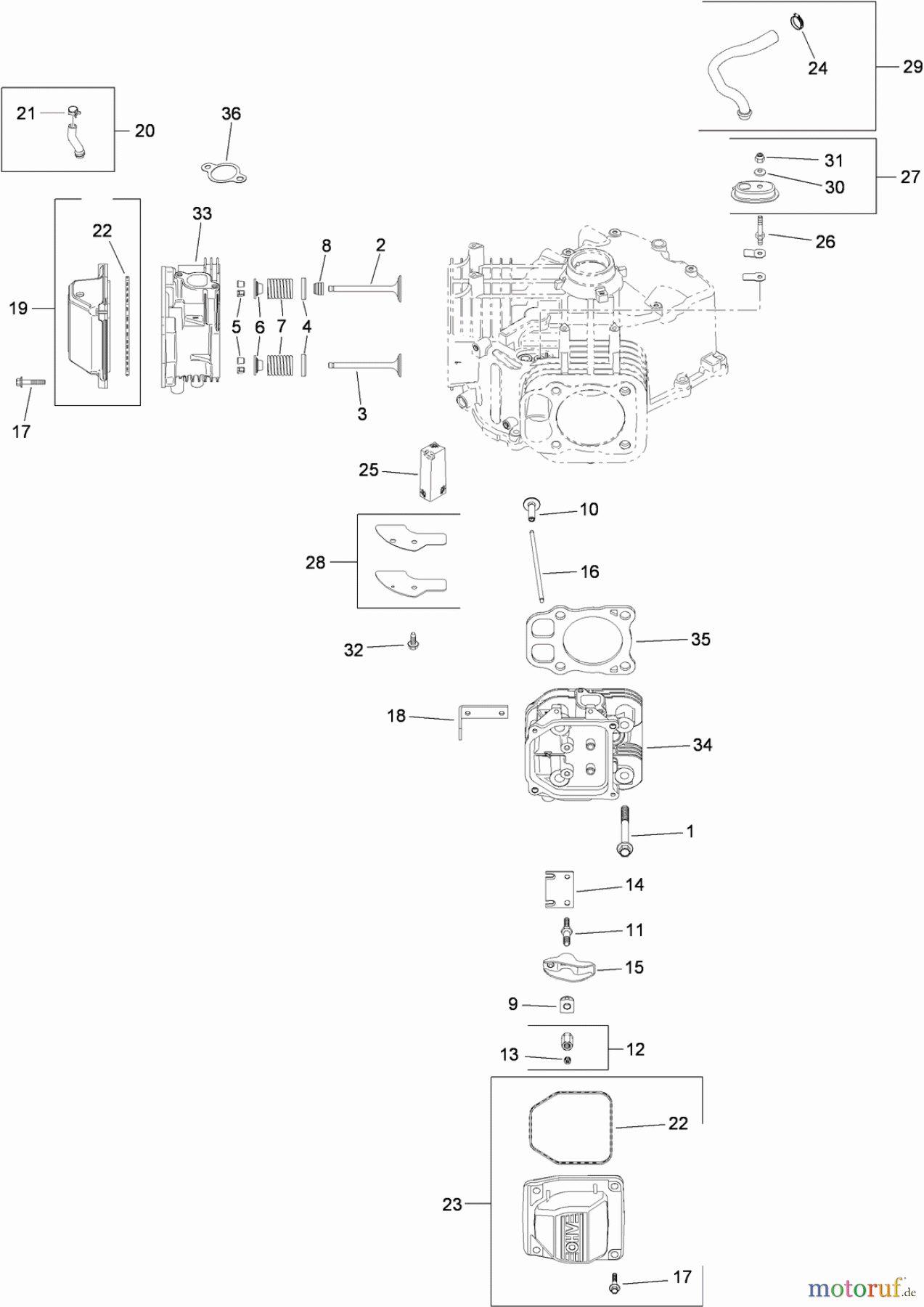 Toro Neu Mowers, Zero-Turn 74822 (ZX5400) - Toro TITAN ZX5400 Zero-Turn-Radius Riding Mower, 2009 (290000001-290999999) HEAD, VALVE AND BREATHER ASSEMBLY KOHLER SV820-0015