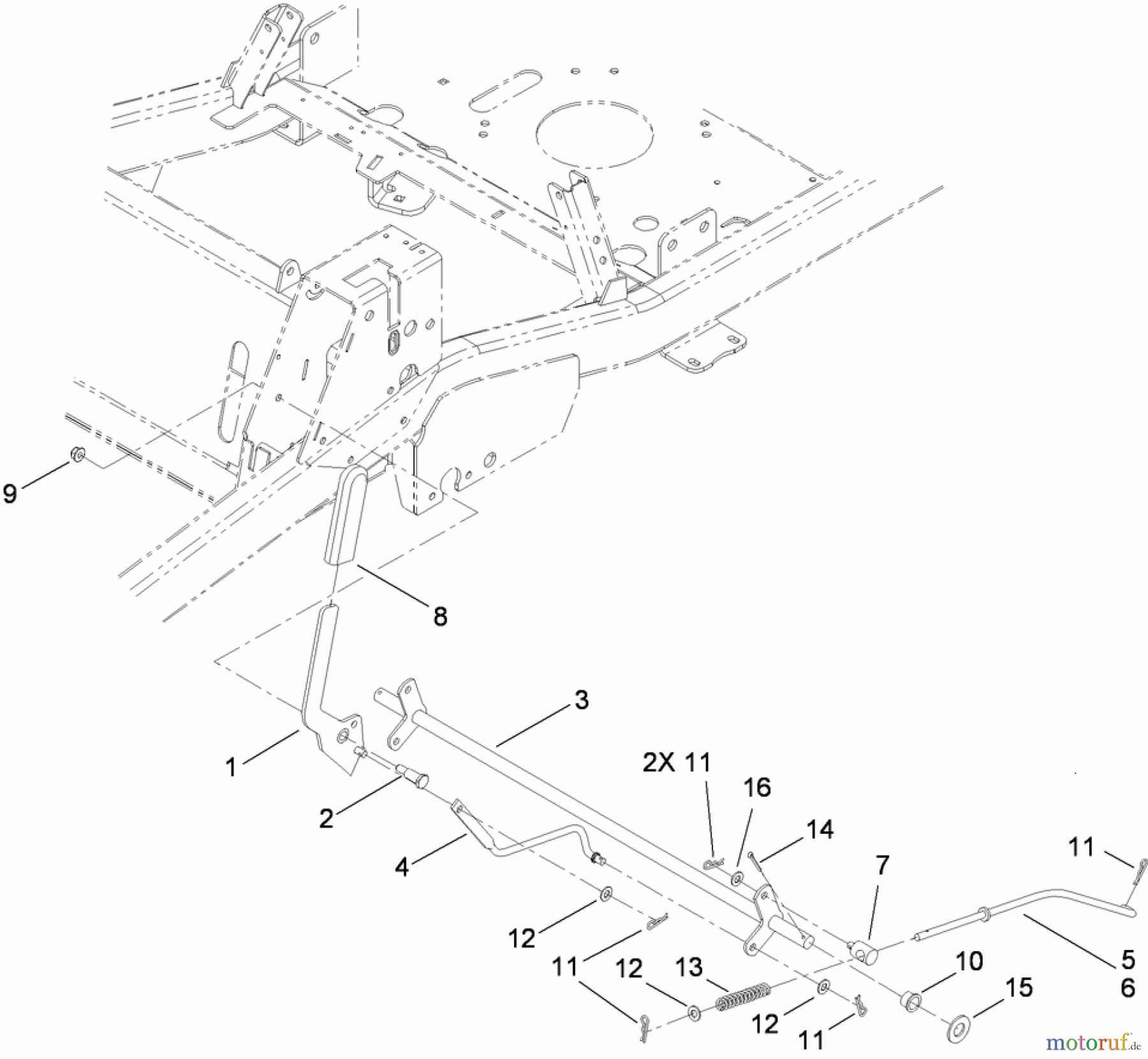 Toro Neu Mowers, Zero-Turn 74822 (ZX5400) - Toro TITAN ZX5400 Zero-Turn-Radius Riding Mower, 2009 (290000001-290999999) PARKING BRAKE ASSEMBLY