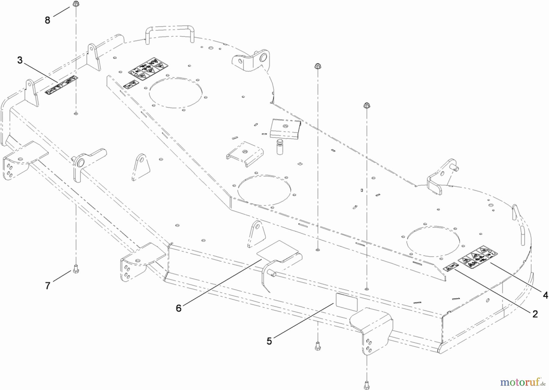 Toro Neu Mowers, Zero-Turn 74823 (ZX6000) - Toro TITAN ZX6000 Zero-Turn-Radius Riding Mower, 2009 (290000001-290999999) DECK AND DECAL ASSEMBLY NO. 117-5375