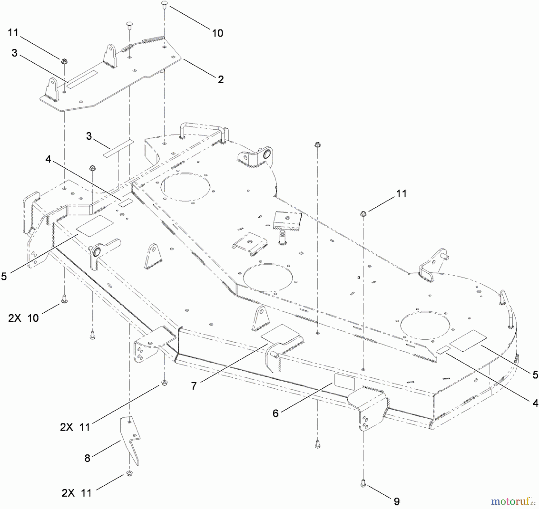  Toro Neu Mowers, Zero-Turn 74824 (ZX6050) - Toro TITAN ZX6050 Zero-Turn-Radius Riding Mower, 2010 (310000001-310999999) 60 INCH DECK AND DECAL ASSEMBLY NO. 119-3453