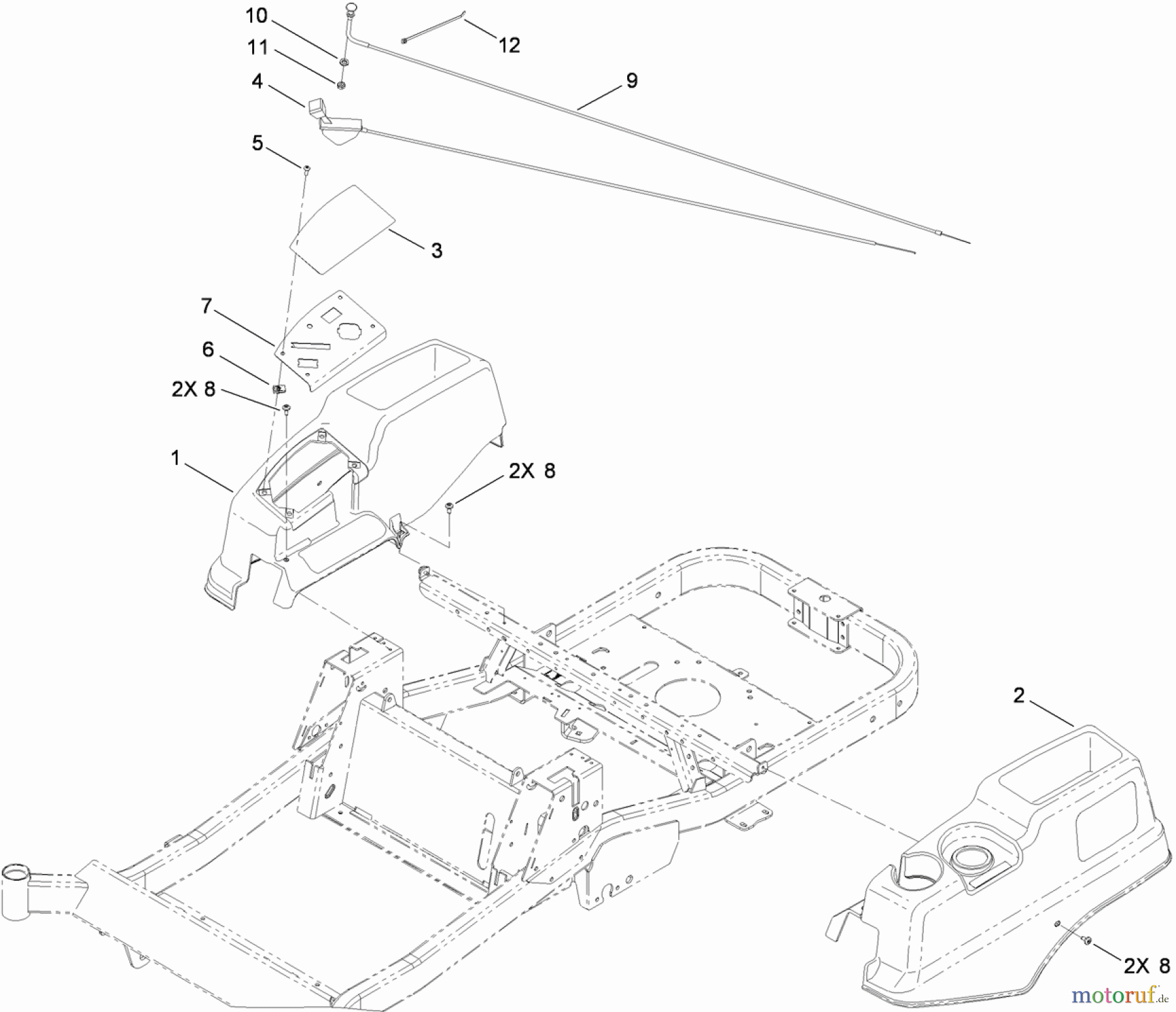  Toro Neu Mowers, Zero-Turn 74824 (ZX6050) - Toro TITAN ZX6050 Zero-Turn-Radius Riding Mower, 2010 (310000001-310999999) BODY AND STYLING ASSEMBLY