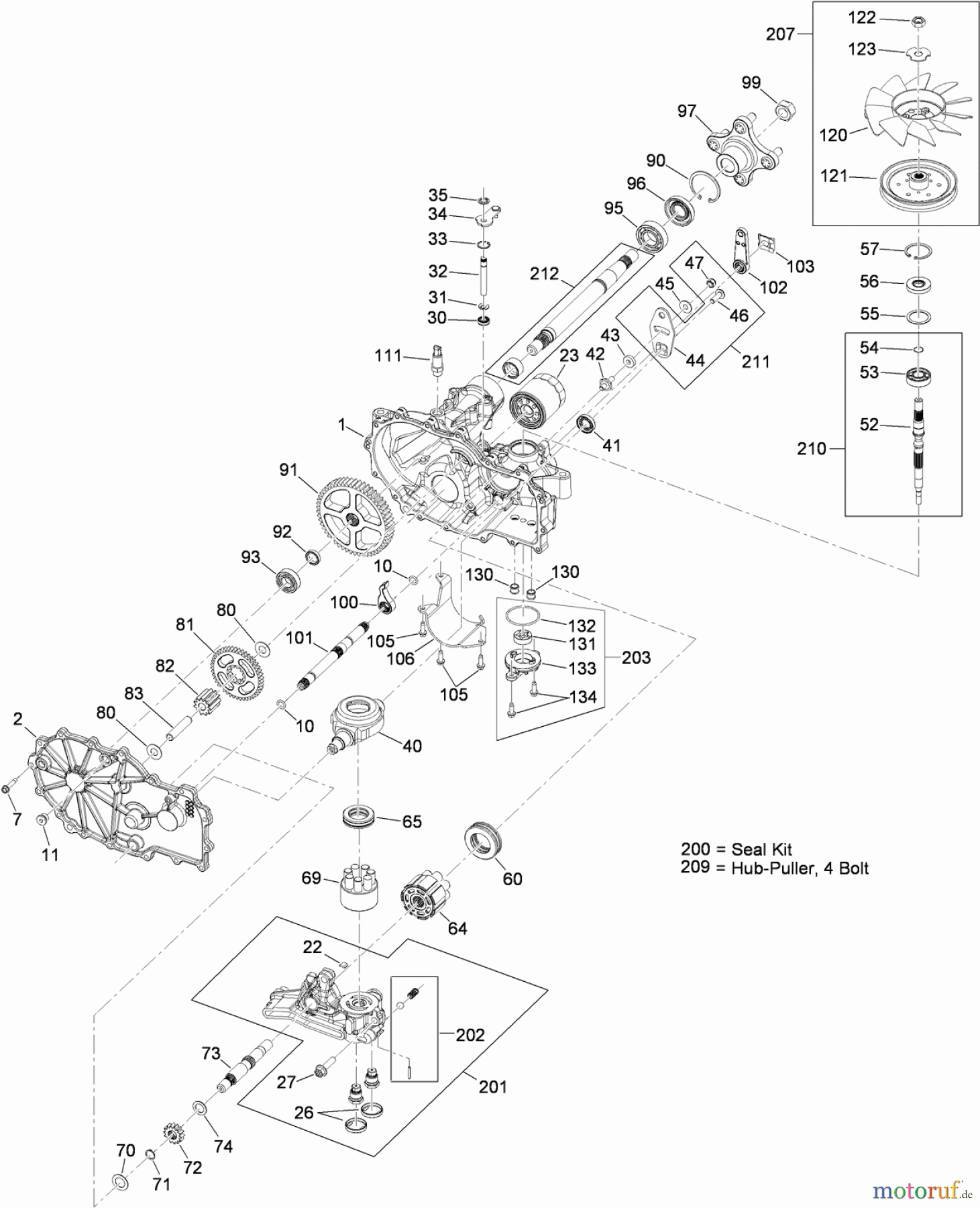 Toro Neu Mowers, Zero-Turn 74833 (ZX6030) - Toro TITAN ZX6030 Zero-Turn-Radius Riding Mower, 2010 (310000001-310999999) LH HYDRO ASSEMBLY NO. 115-2551