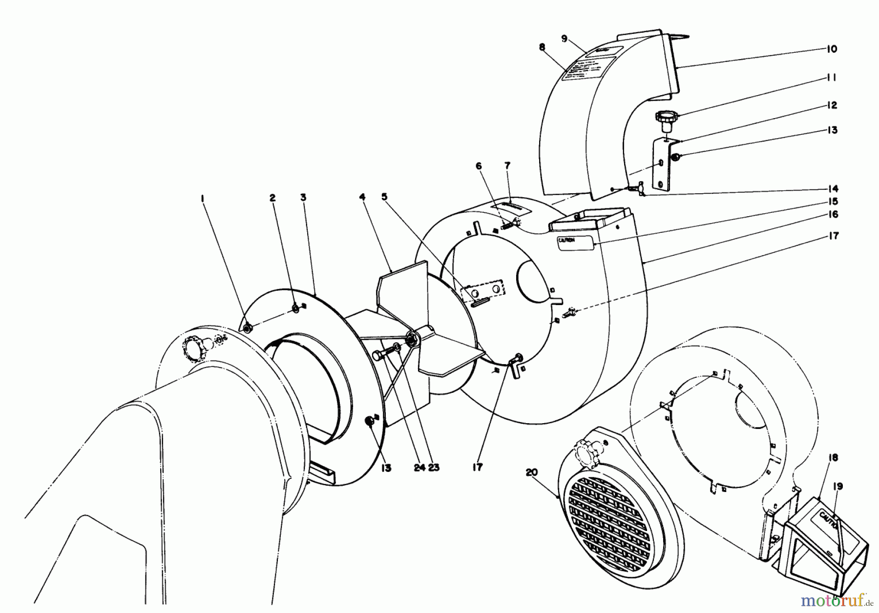 Toro Neu Blowers/Vacuums/Chippers/Shredders 62923 - Toro 5 hp Lawn Vacuum, 1980 (0000001-0999999) BLOWER ASSEMBLY (MODEL 62912 & 62923)