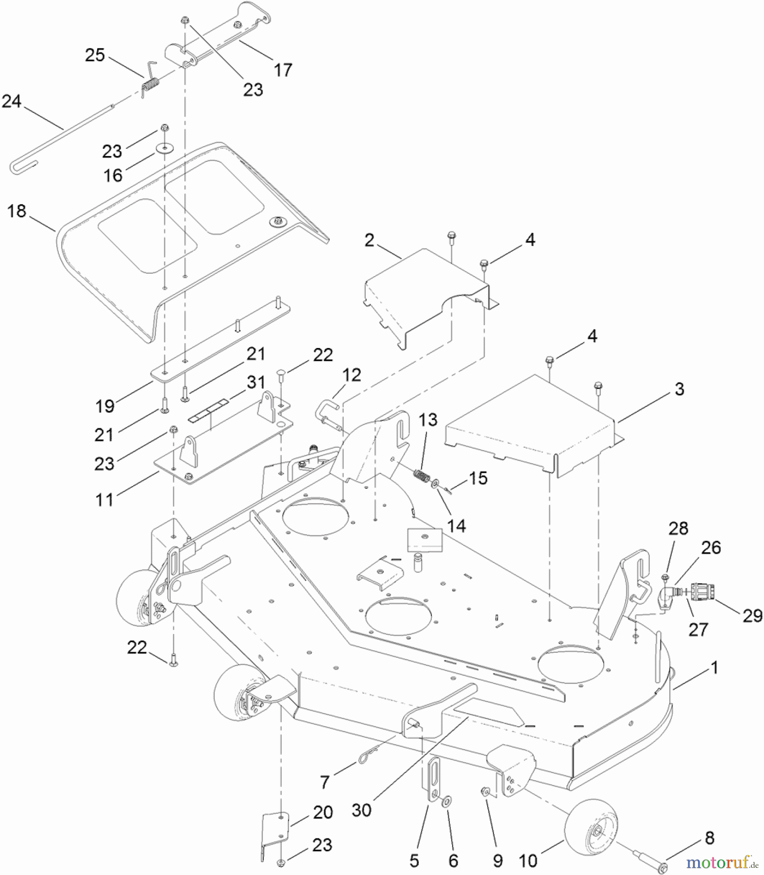 Toro Neu Mowers, Zero-Turn 74841 (ZX4820) - Toro TITAN ZX4820 Zero-Turn-Radius Riding Mower, 2011 (311000001-311999999) 48 INCH DECK ASSEMBLY