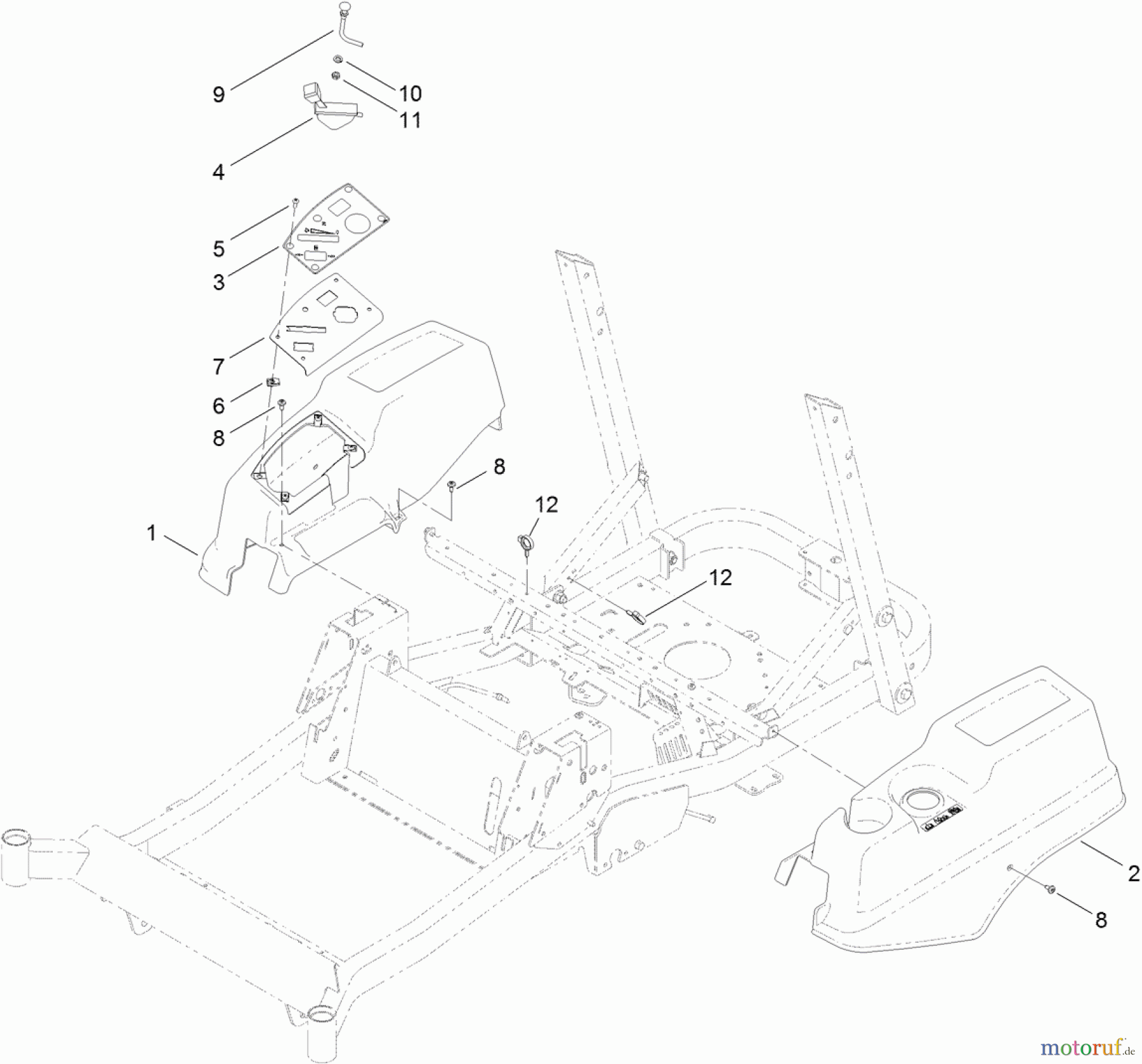 Toro Neu Mowers, Zero-Turn 74841 (ZX4820) - Toro TITAN ZX4820 Zero-Turn-Radius Riding Mower, 2011 (311000001-311999999) CONTROL PANEL AND BODY STYLING POD ASSEMBLY