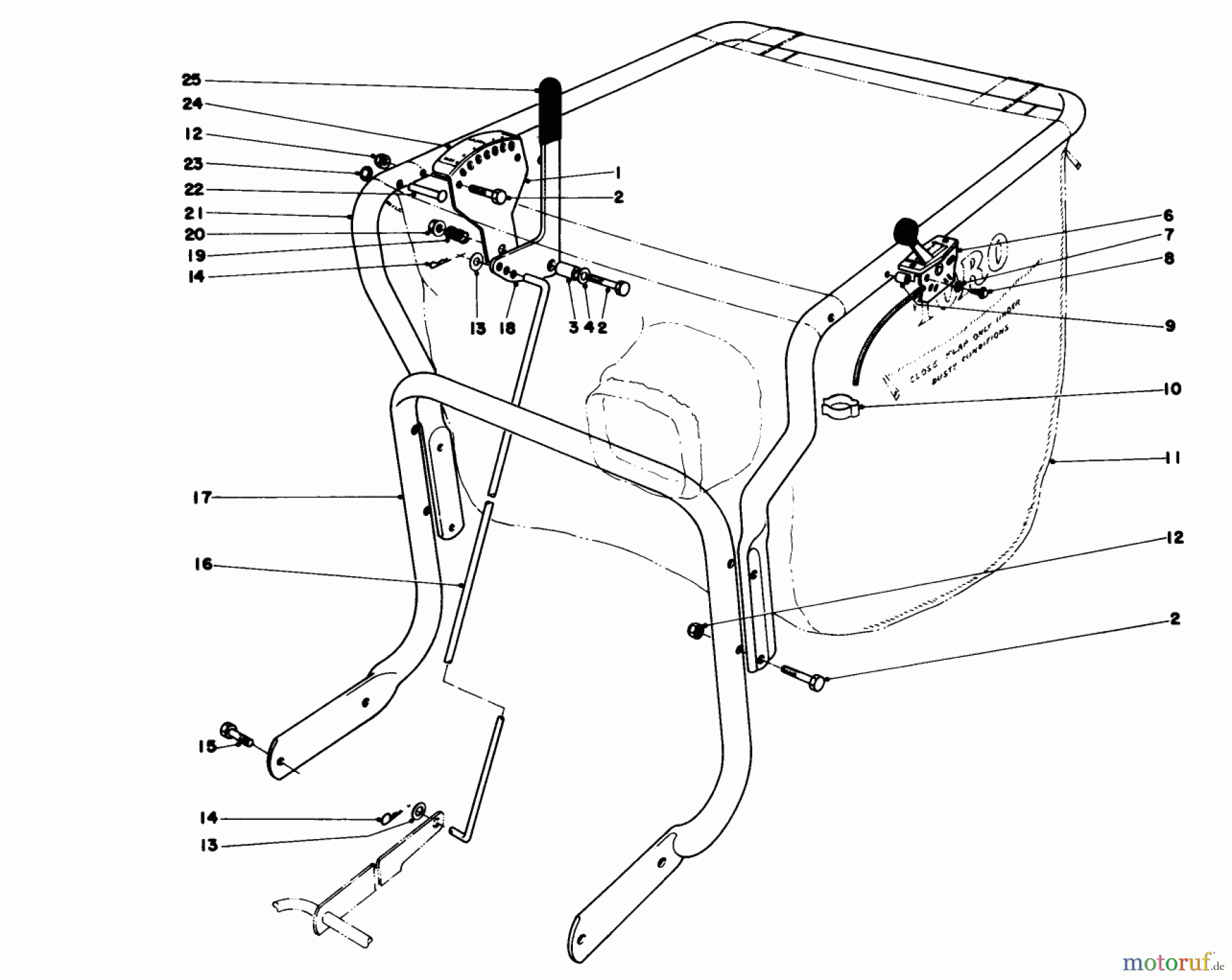 Toro Neu Blowers/Vacuums/Chippers/Shredders 62923 - Toro 5 hp Lawn Vacuum, 1980 (0000001-0999999) CONTROLS AND HANDLE ASSEMBLY (MODEL 62912)