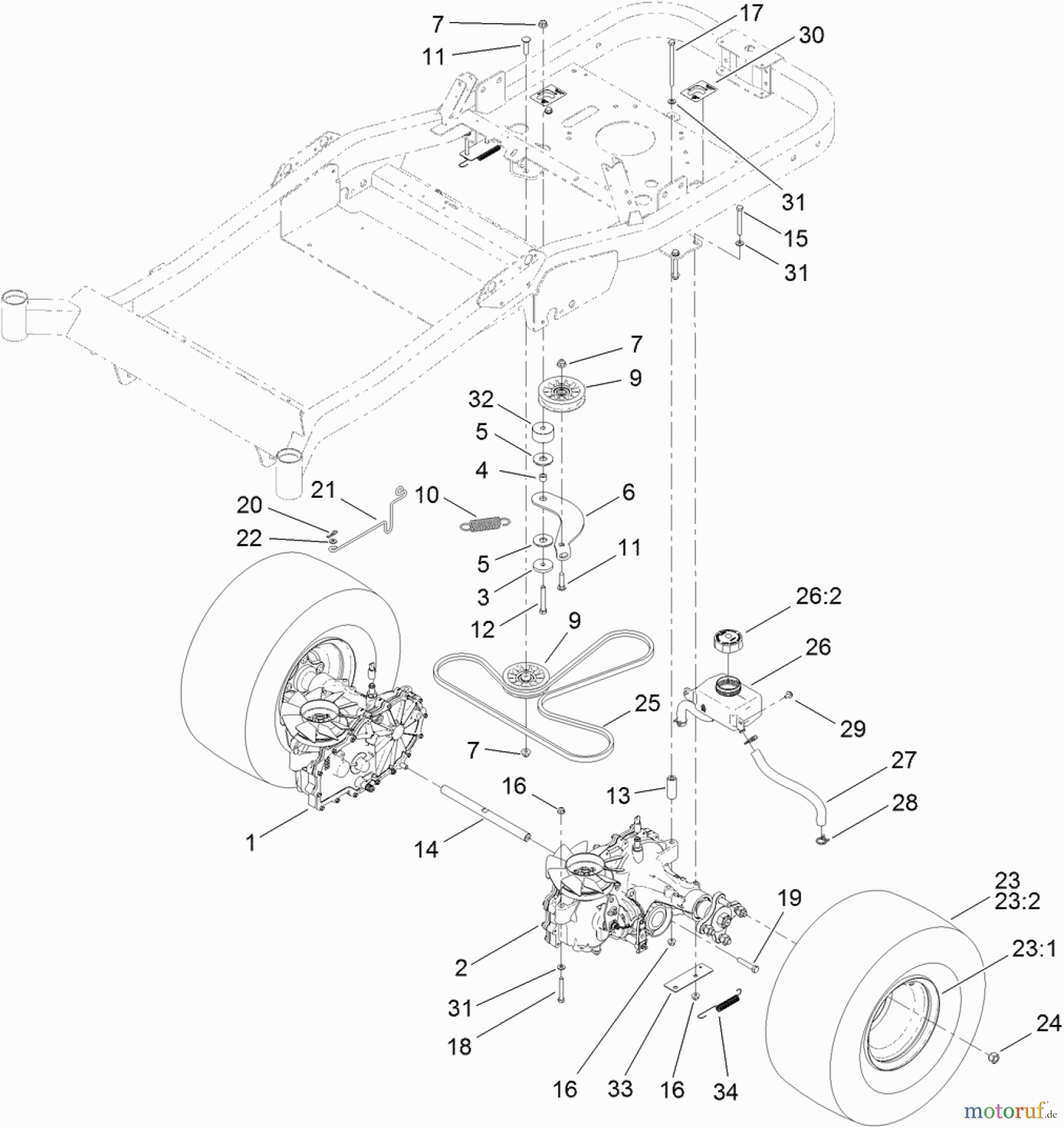 Toro Neu Mowers, Zero-Turn 74842 (ZX5420) - Toro TITAN ZX5420 Zero-Turn-Radius Riding Mower, 2011 (311000001-311999999) TRACTION DRIVE ASSEMBLY