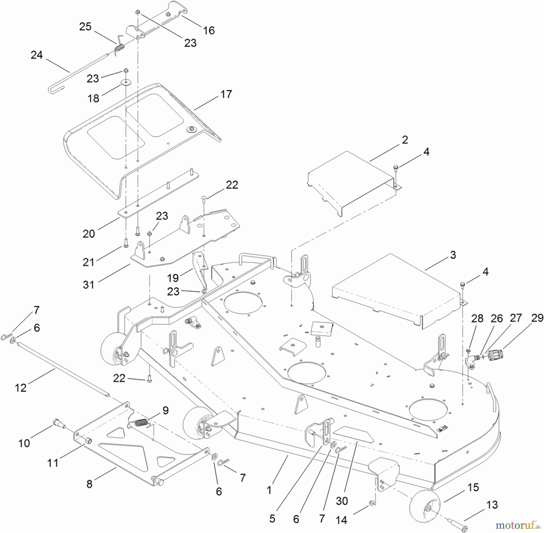 Toro Neu Mowers, Zero-Turn 74843 (ZX6020) - Toro TITAN ZX6020 Zero-Turn-Radius Riding Mower, 2011 (311000001-311999999) 60 INCH DECK ASSEMBLY