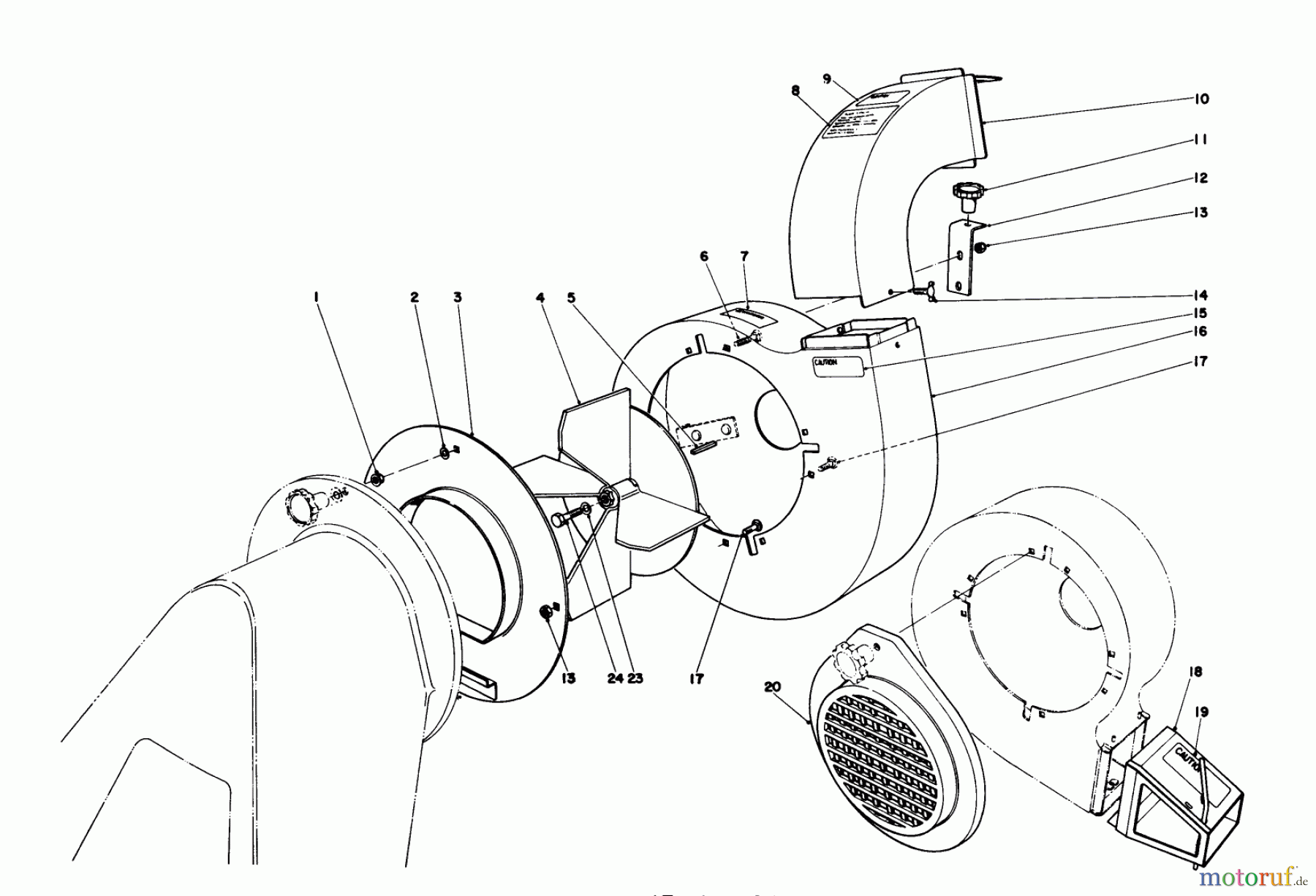 Toro Neu Blowers/Vacuums/Chippers/Shredders 62912 - Toro 5 hp Lawn Vacuum, 1981 (1000001-1999999) BLOWER ASSEMBLY (MODELS 62912 & 62923)