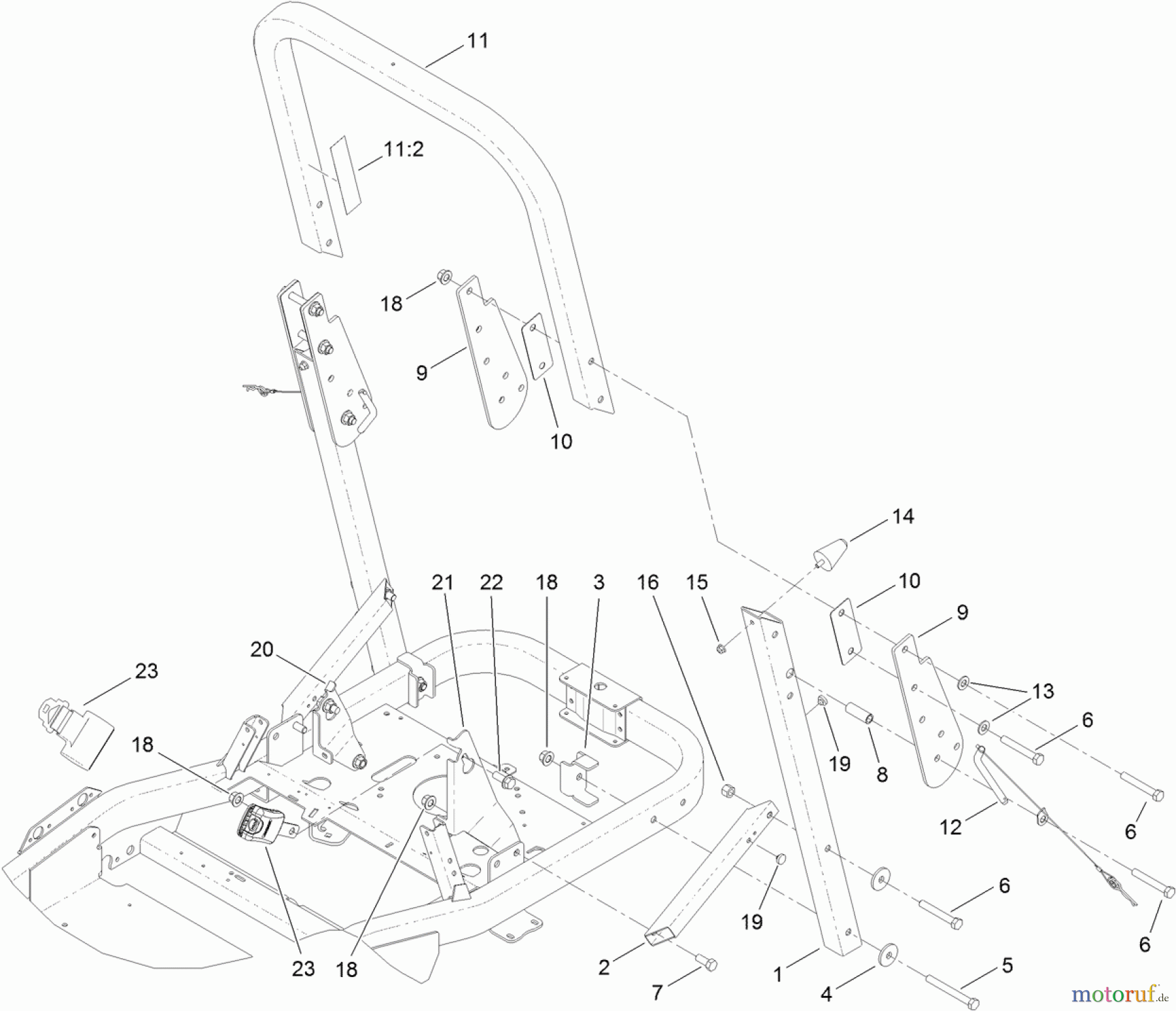  Toro Neu Mowers, Zero-Turn 74845 (ZX4820) - Toro TITAN ZX4820 Zero-Turn-Radius Riding Mower, 2011 (SN 311000001-311999999) ROLL-OVER PROTECTION SYSTEM ASSEMBLY