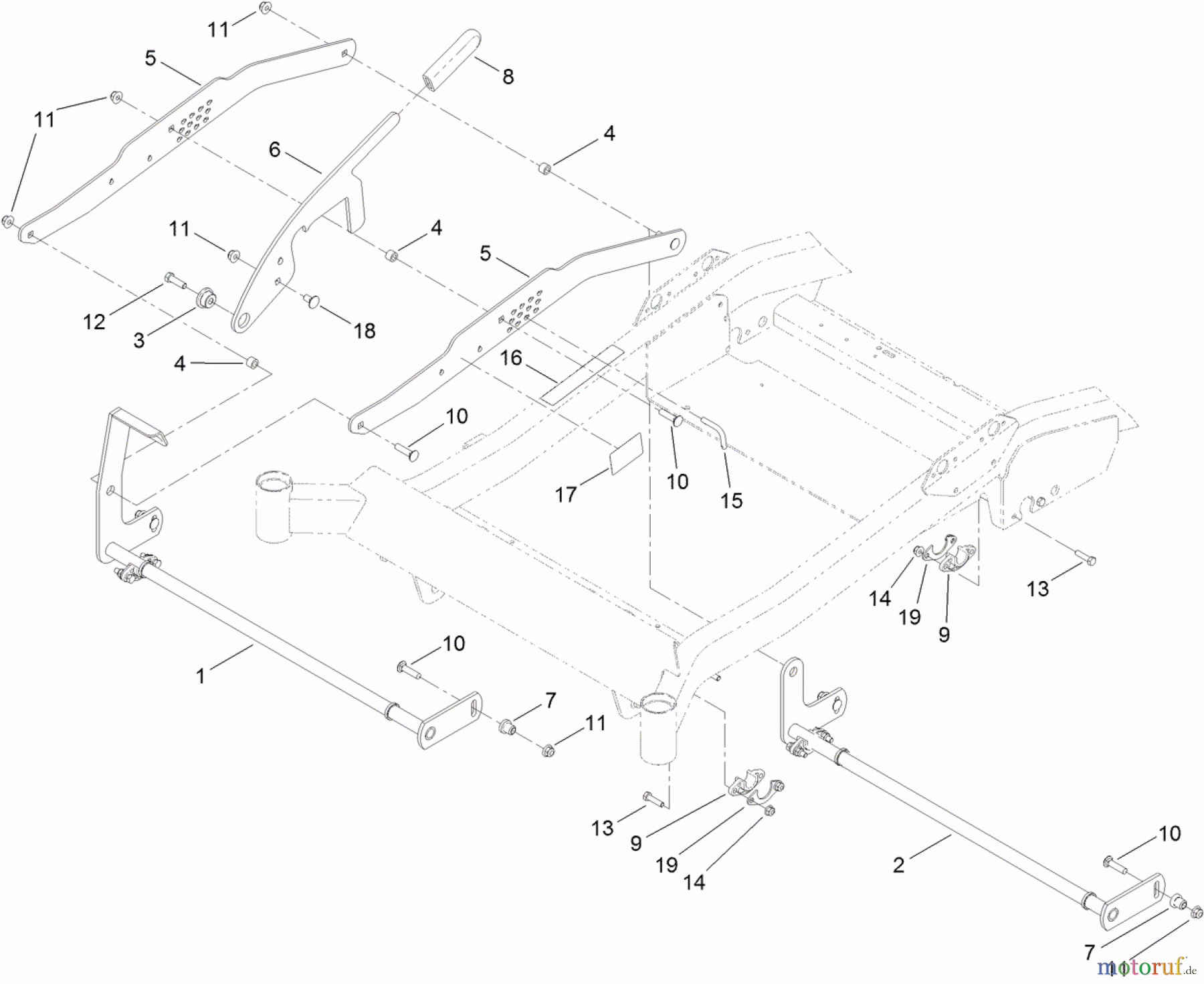  Toro Neu Mowers, Zero-Turn 74845 (ZX4820) - Toro TITAN ZX4820 Zero-Turn-Radius Riding Mower, 2012 (SN 312000001-312999999) DECK LIFT ASSEMBLY