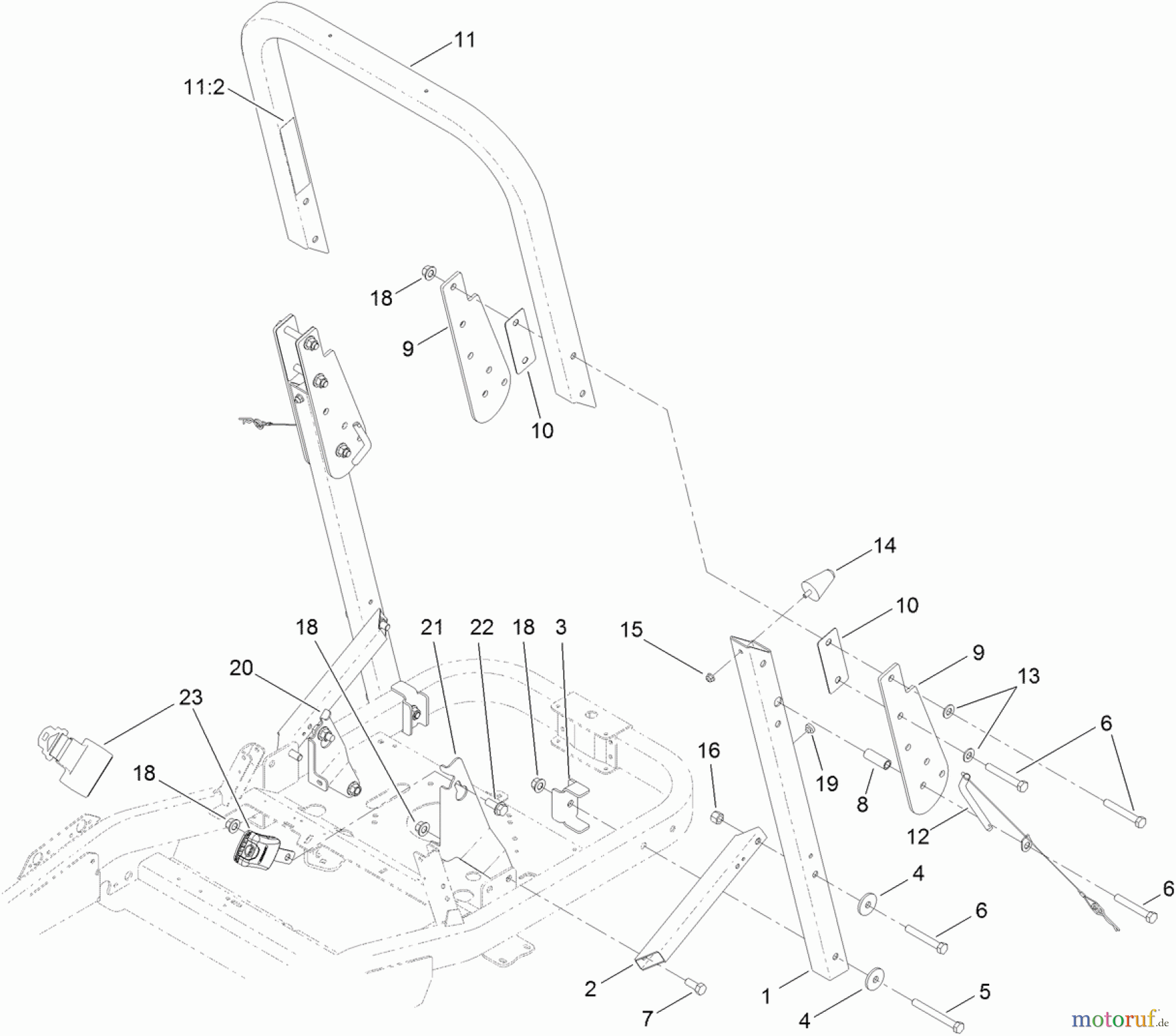 Toro Neu Mowers, Zero-Turn 74845 (ZX4820) - Toro TITAN ZX4820 Zero-Turn-Radius Riding Mower, 2012 (SN 312000001-312999999) ROLL-OVER PROTECTION SYSTEM ASSEMBLY