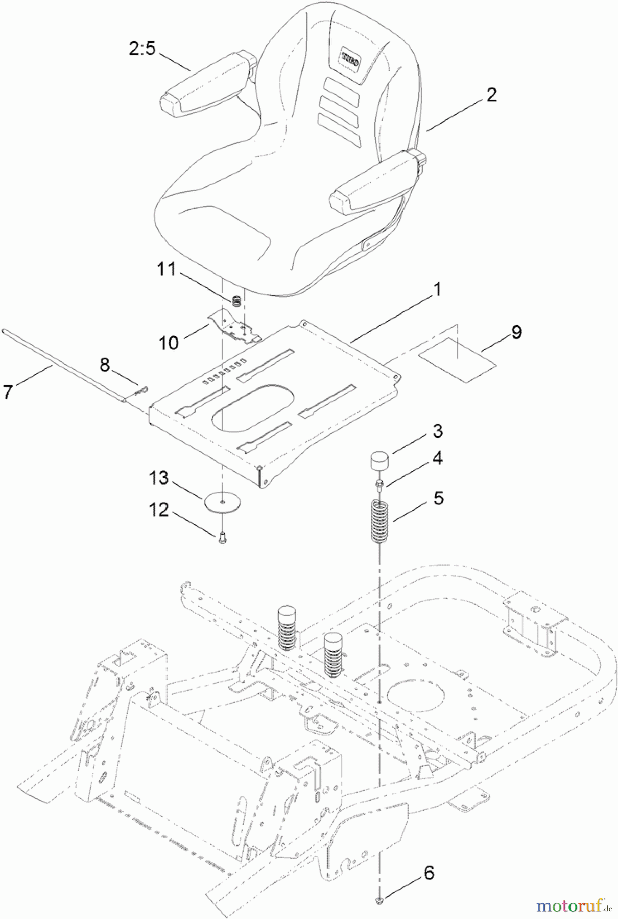 Toro Neu Mowers, Zero-Turn 74845 (ZX4820) - Toro TITAN ZX4820 Zero-Turn-Radius Riding Mower, 2012 (SN 312000001-312999999) SEAT ASSEMBLY