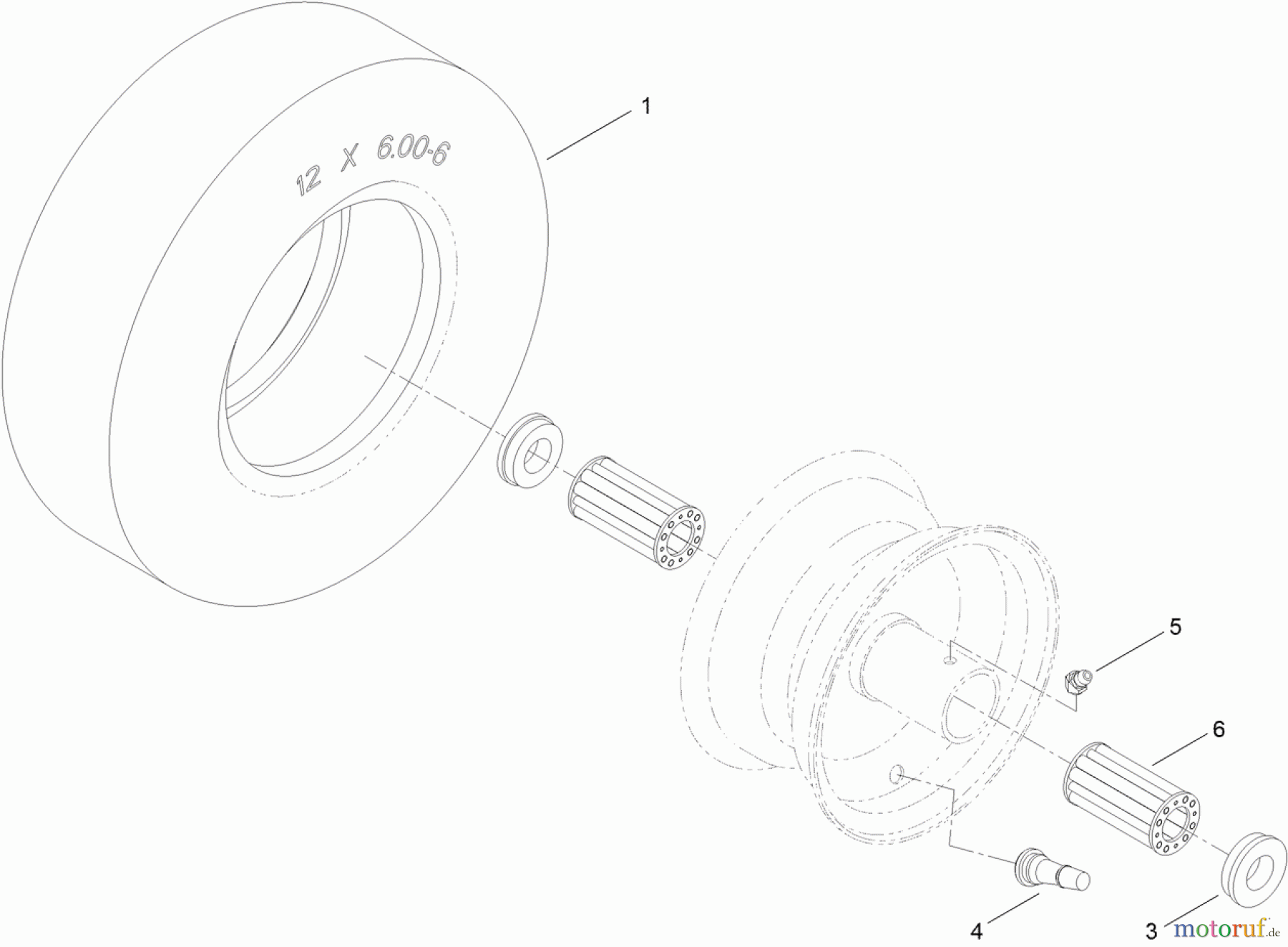 Toro Neu Mowers, Zero-Turn 74871 (MX4880) - Toro TITAN MX4880 Zero-Turn-Radius Riding Mower, 2011 (311000001-311999999) WHEEL AND TIRE ASSEMBLY NO. 120-5506
