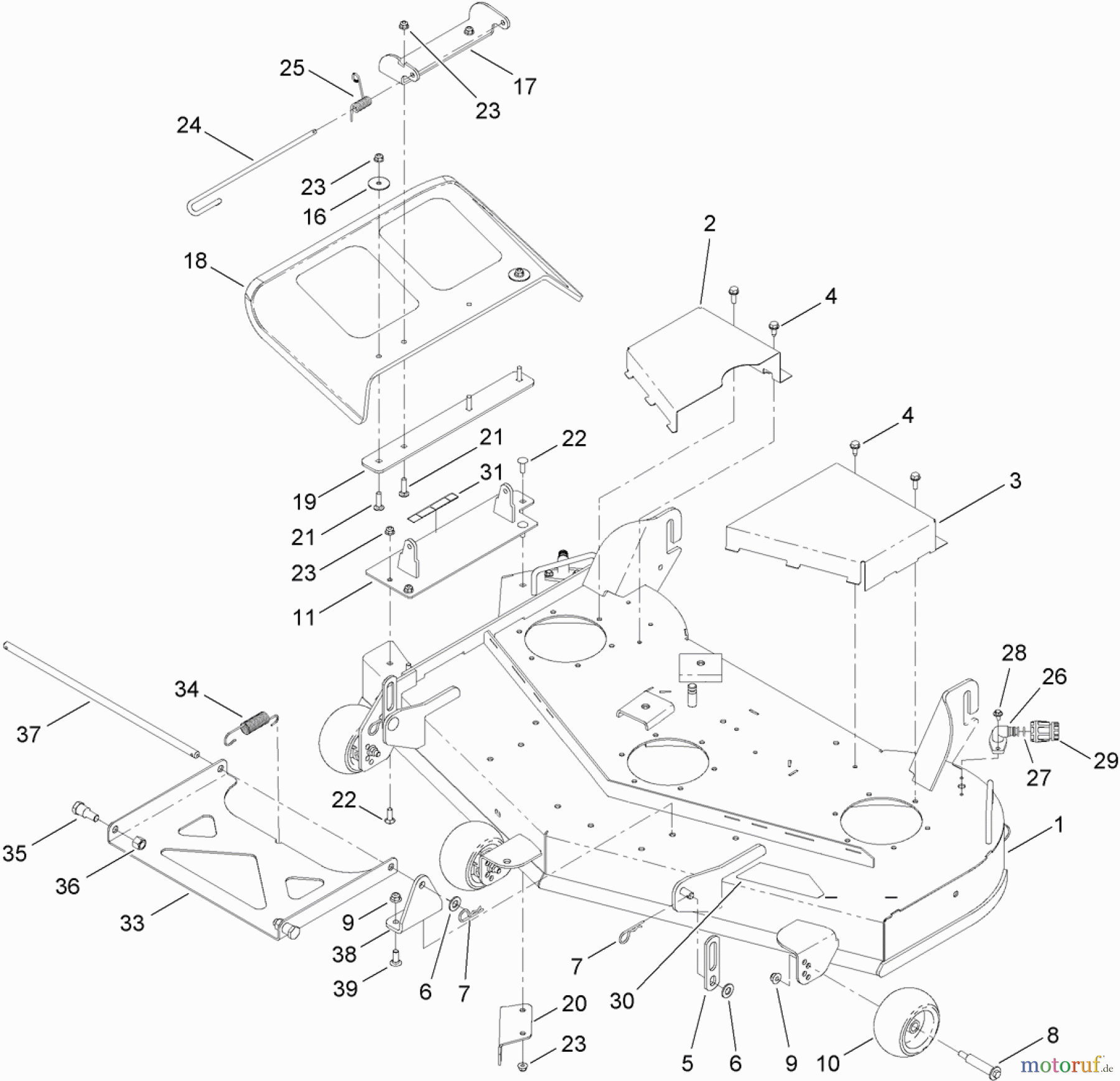 Toro Neu Mowers, Zero-Turn 74871 (MX4880) - Toro TITAN MX4880 Zero-Turn-Radius Riding Mower, 2012 (SN 312000001-312999999) 48 INCH DECK ASSEMBLY
