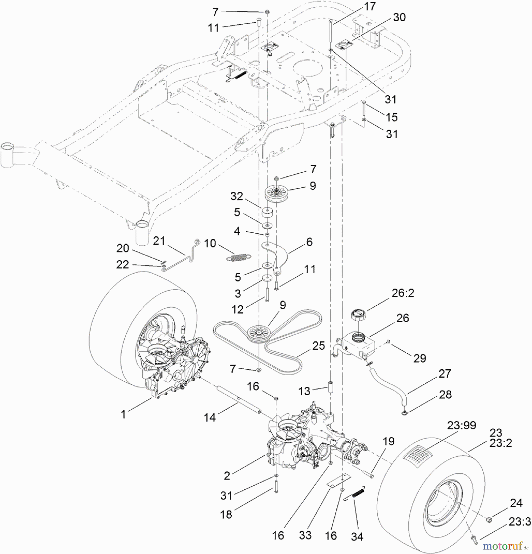 Toro Neu Mowers, Zero-Turn 74871 (MX4880) - Toro TITAN MX4880 Zero-Turn-Radius Riding Mower, 2012 (SN 312000001-312999999) TRACTION DRIVE ASSEMBLY