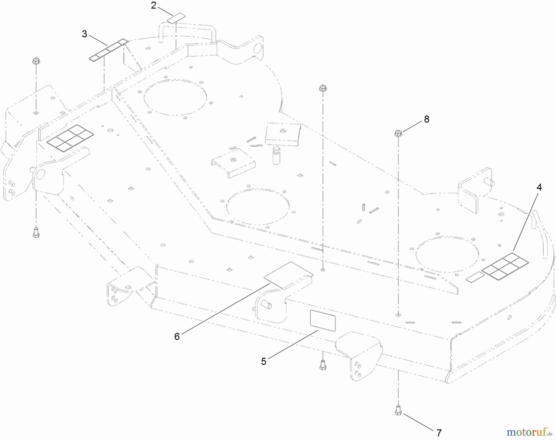  Toro Neu Mowers, Zero-Turn 74872 (MX5480) - Toro TITAN MX5480 Zero-Turn-Radius Riding Mower, 2012 (SN 312000001-312999999) 54 INCH DECK AND DECAL ASSEMBLY NO. 120-7117