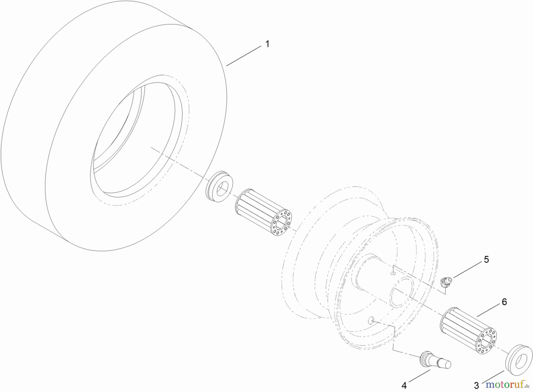 Toro Neu Mowers, Zero-Turn 74872 (MX5480) - Toro TITAN MX5480 Zero-Turn-Radius Riding Mower, 2012 (SN 312000001-312999999) WHEEL AND TIRE ASSEMBLY NO. 120-5506
