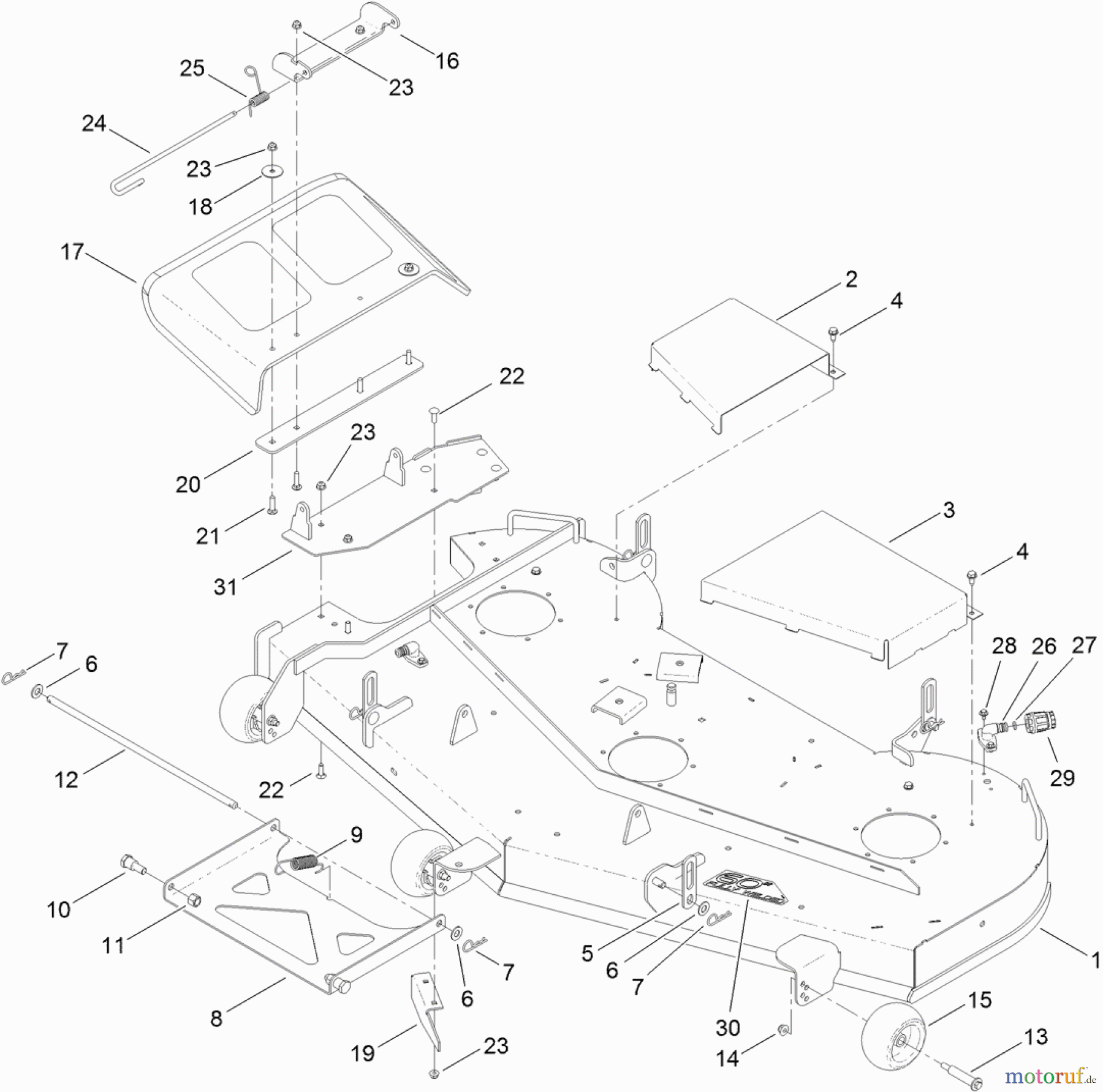 Toro Neu Mowers, Zero-Turn 74873 (MX6080) - Toro TITAN MX6080 Zero-Turn-Radius Riding Mower, 2012 (SN 312000001-312999999) 60 INCH DECK ASSEMBLY